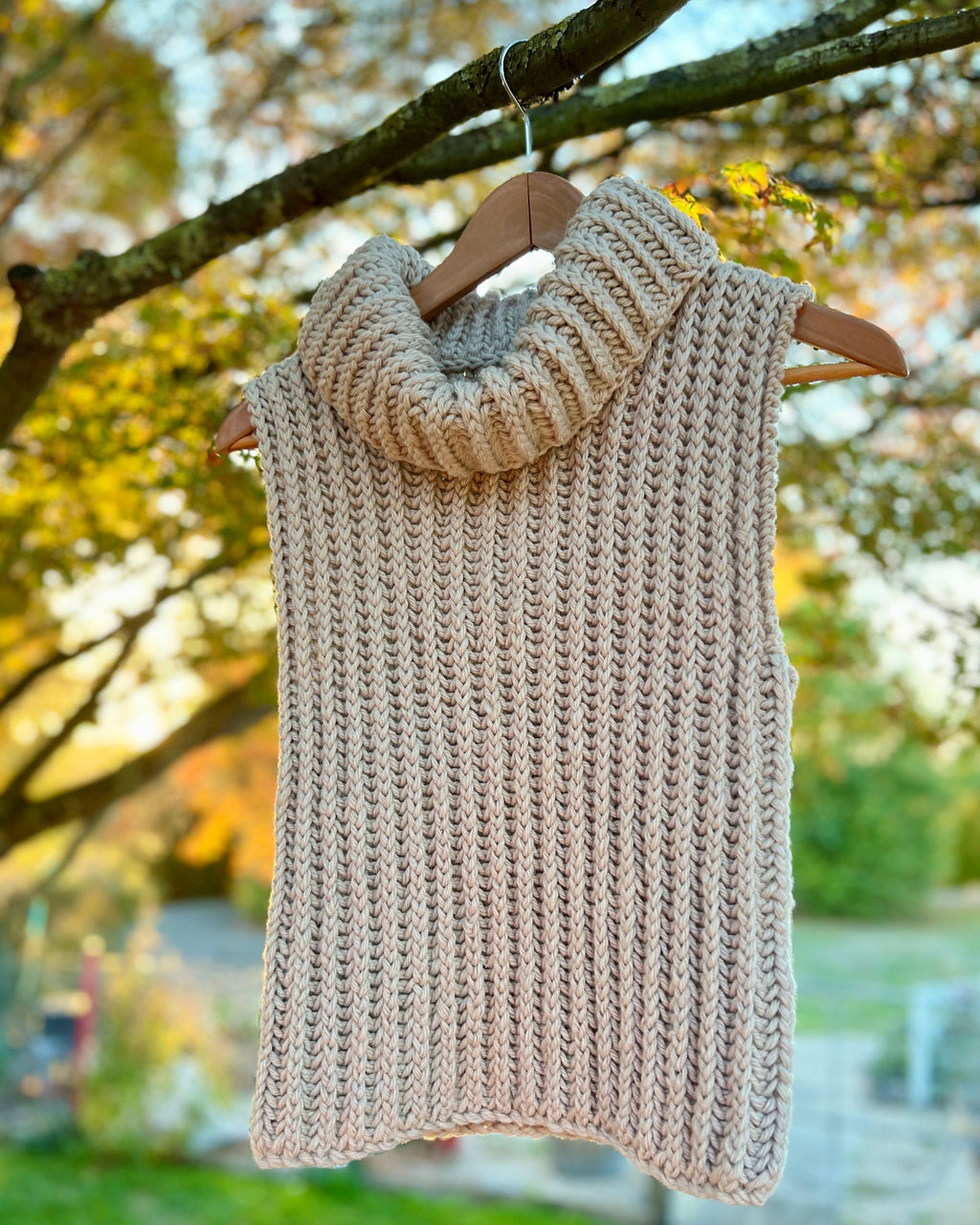 The Eloise Brioche Roll Neck Vest - Chunky Yarn - Adult Knitting Pattern | PT 8698