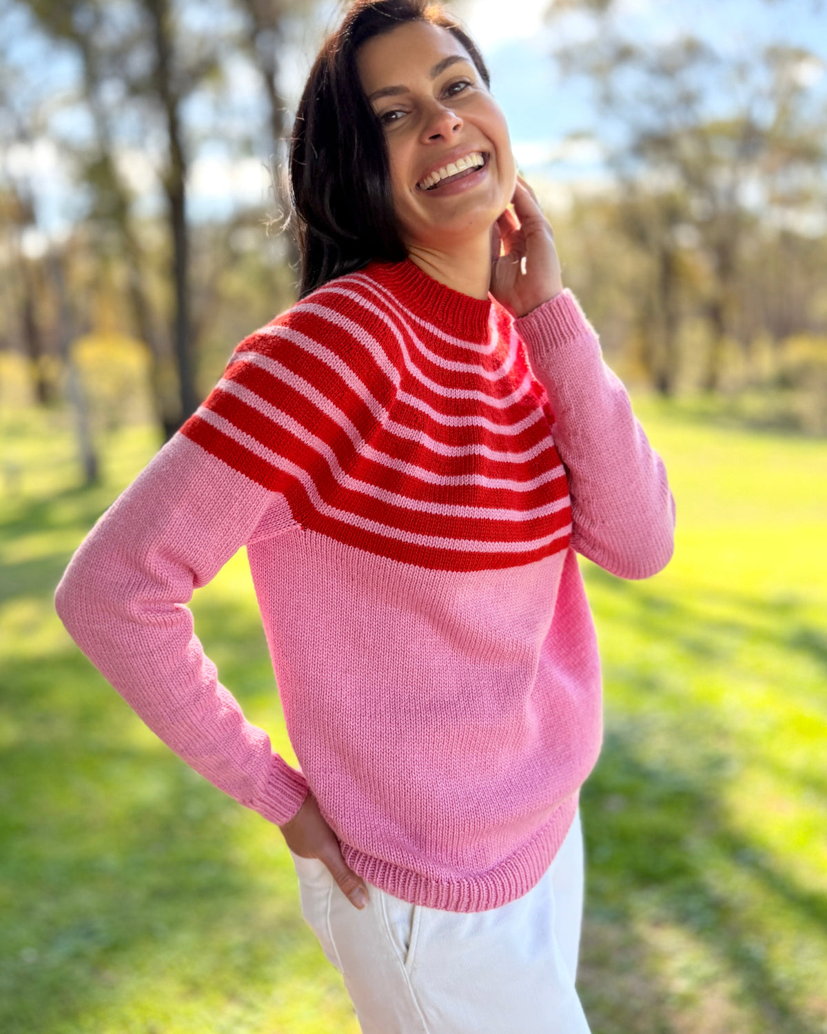 The Bridget Top-Down Stripe Jumper - Women's Knitting Pattern | PT 8751