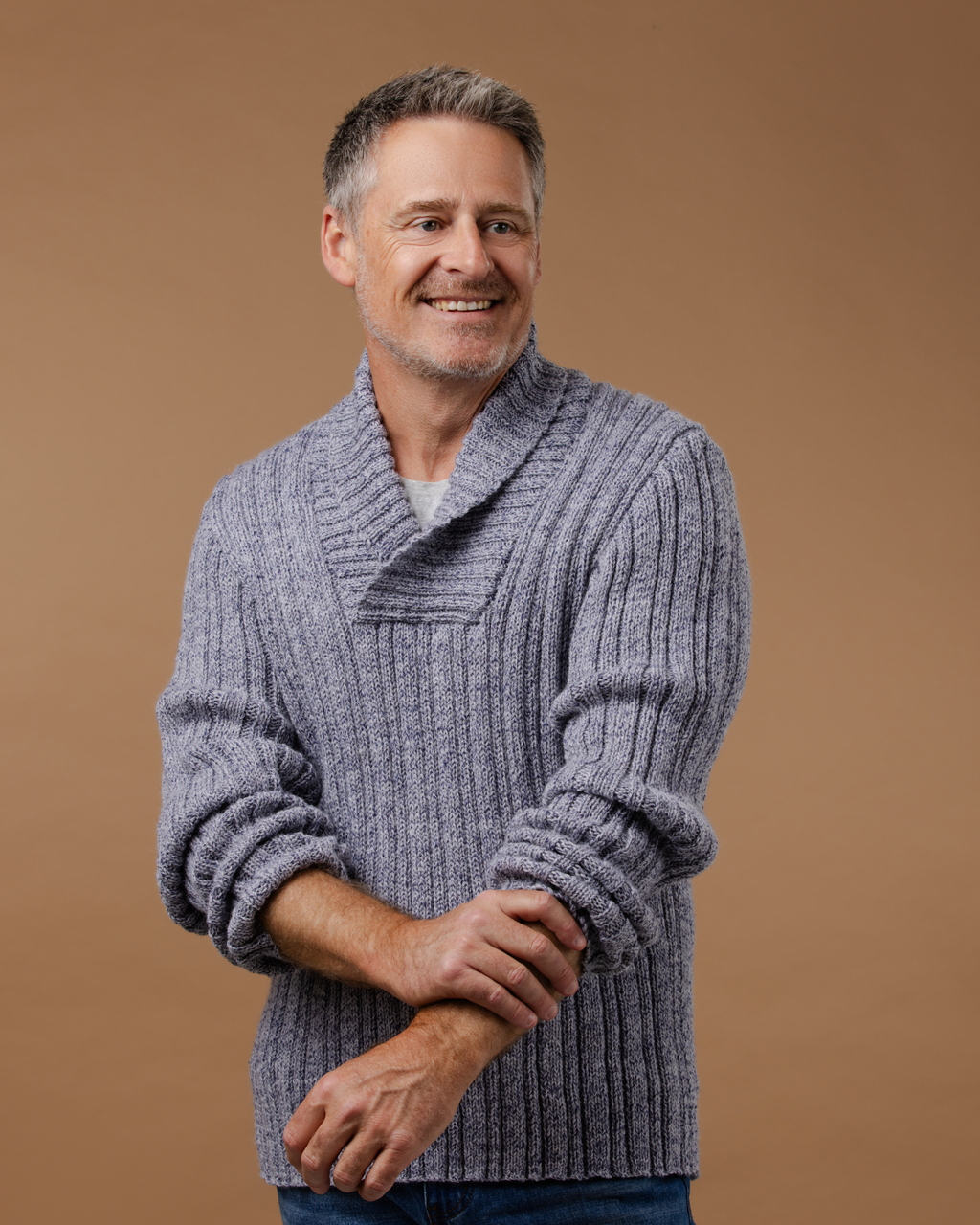 PT 8327 - Ribbed Jumper with Shawl Collar - Knitting Pattern