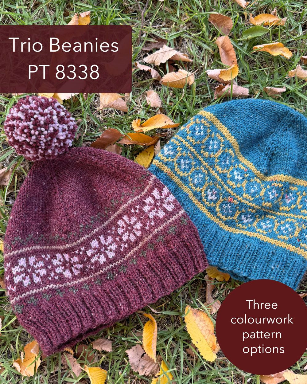 The Trio Colourwork Beanie - Knitting Pattern | PT 8738