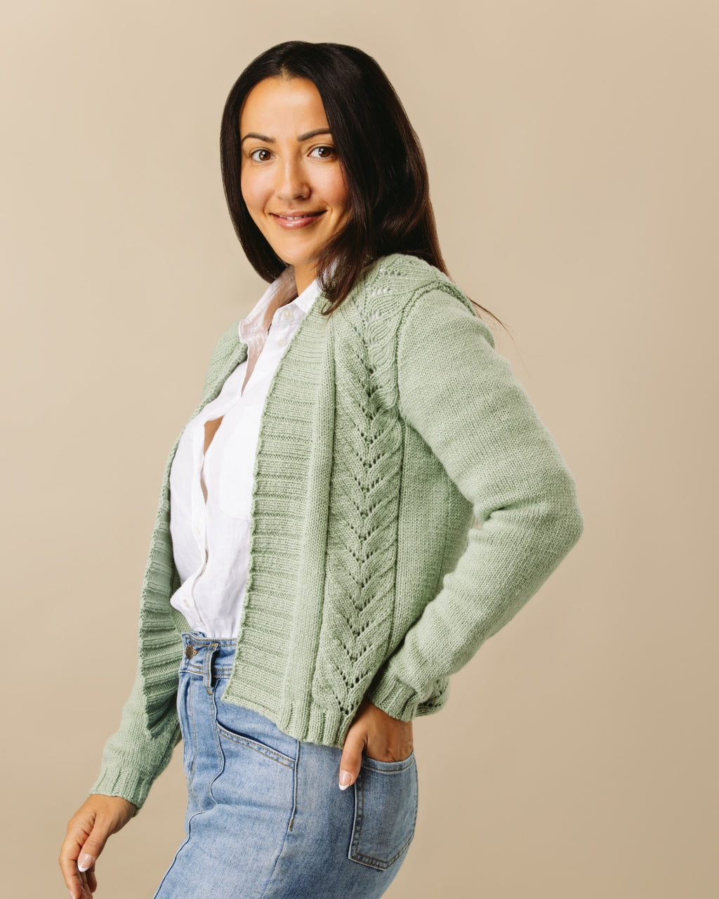 PT 8294 - Lace Panel Jacket - Knitting Pattern