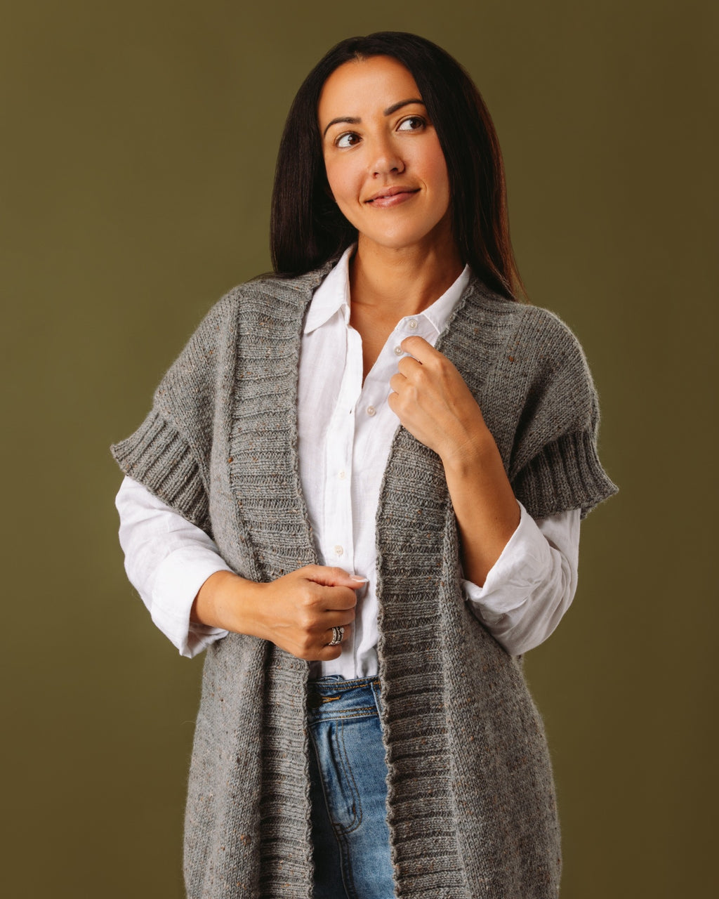 PT 8304 - Long Line Open Vest - Knitting Pattern