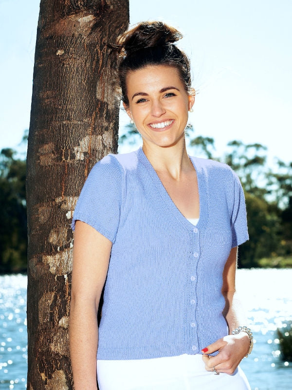 PT 8324 - Basic Short Sleeved Cotton Cardigan - Knitting Pattern