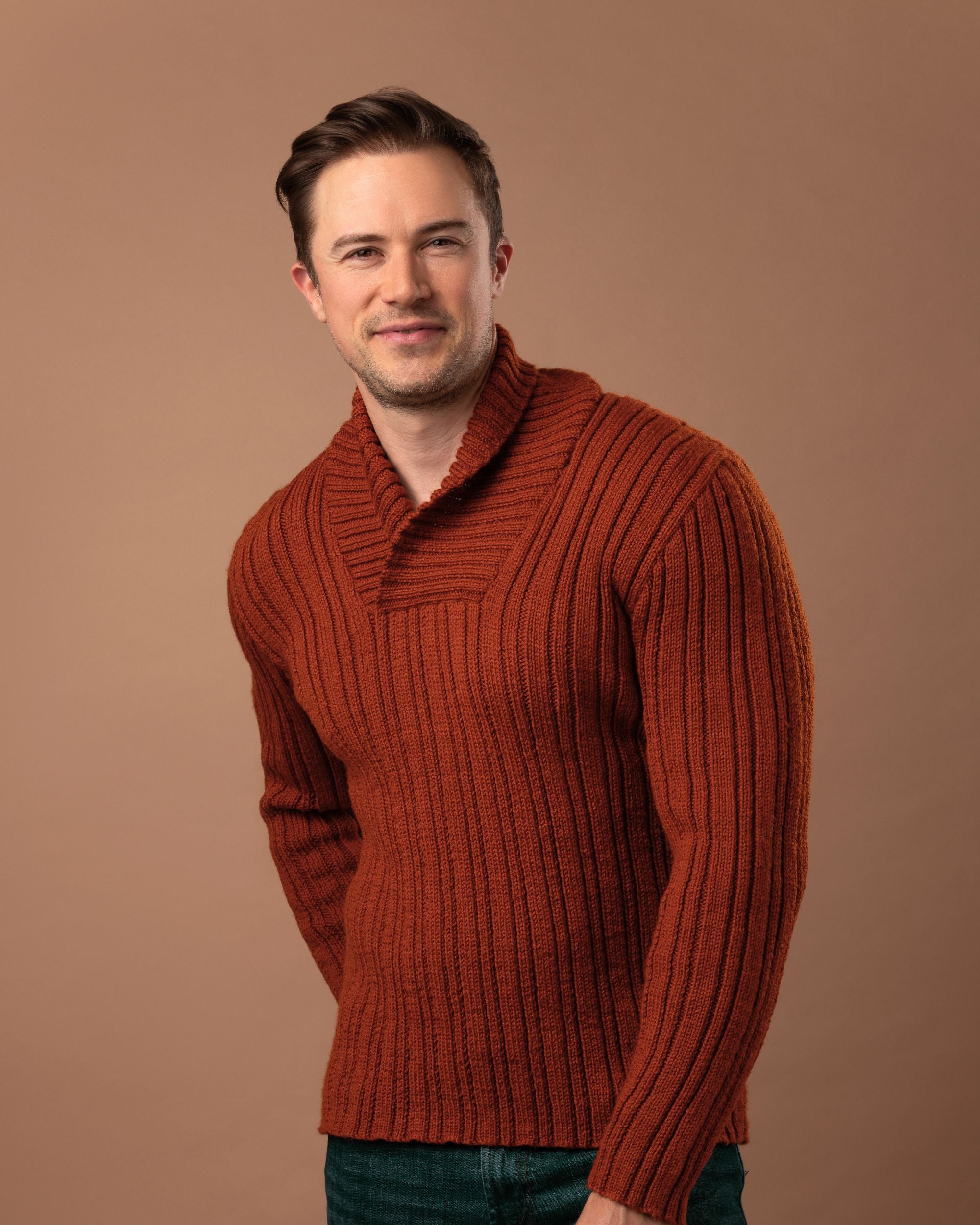 PT 8327 - Ribbed Jumper with Shawl Collar - Knitting Pattern
