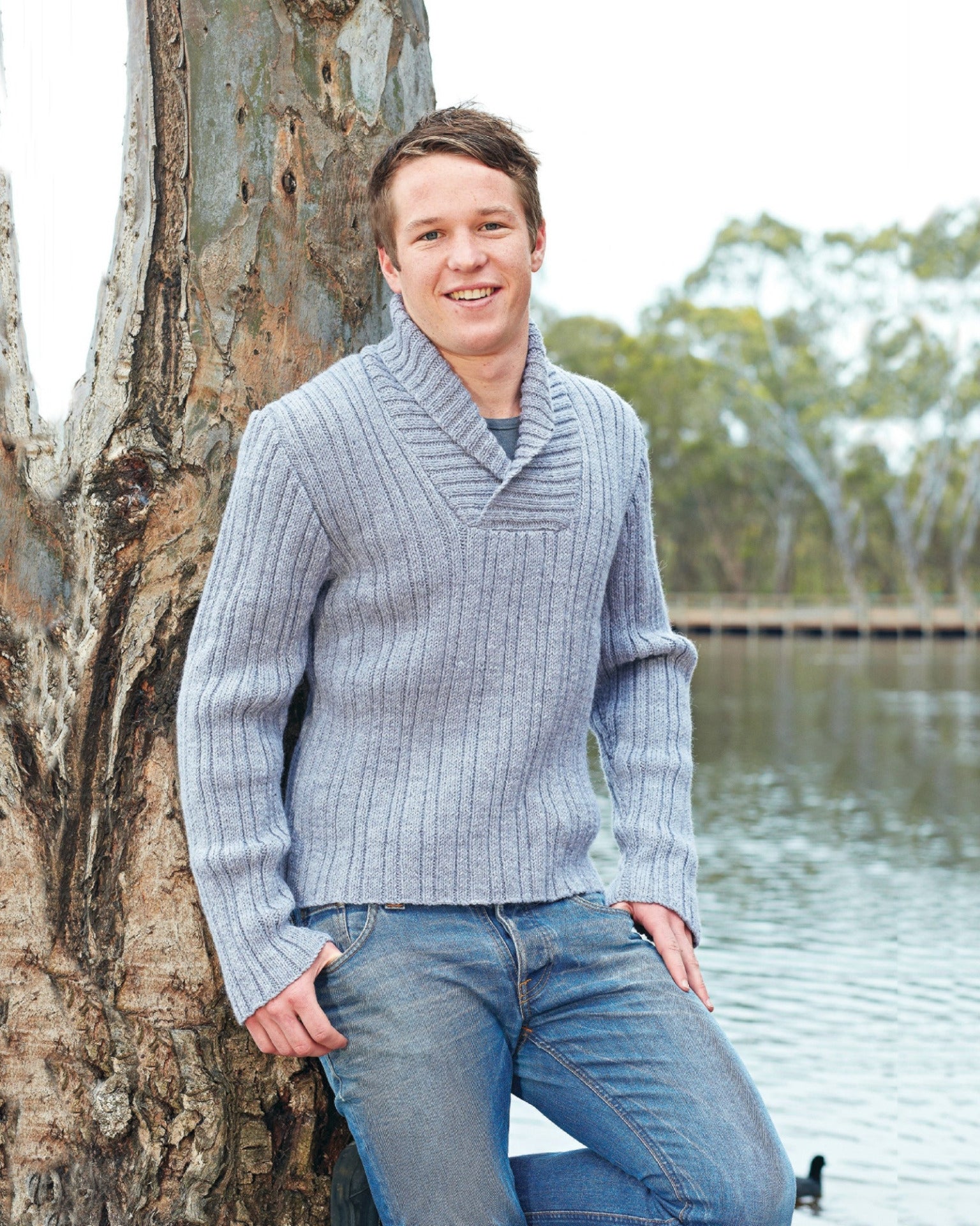 PT 8327 - Ribbed Jumper with Shawl Collar - Knitting Pattern