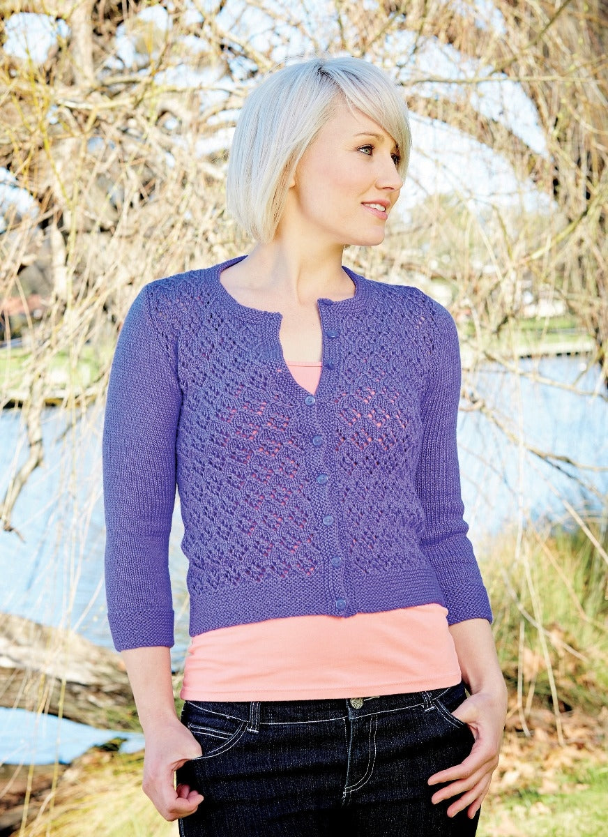 PT 8349 - Lace Cardigan with 3/4 Sleeves - Knitting Pattern