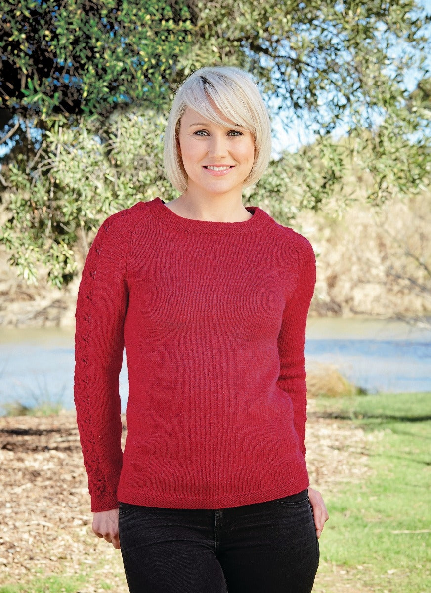 PT 8350 - Raglan Jumper with Patterned Sleeve - Knitting Pattern