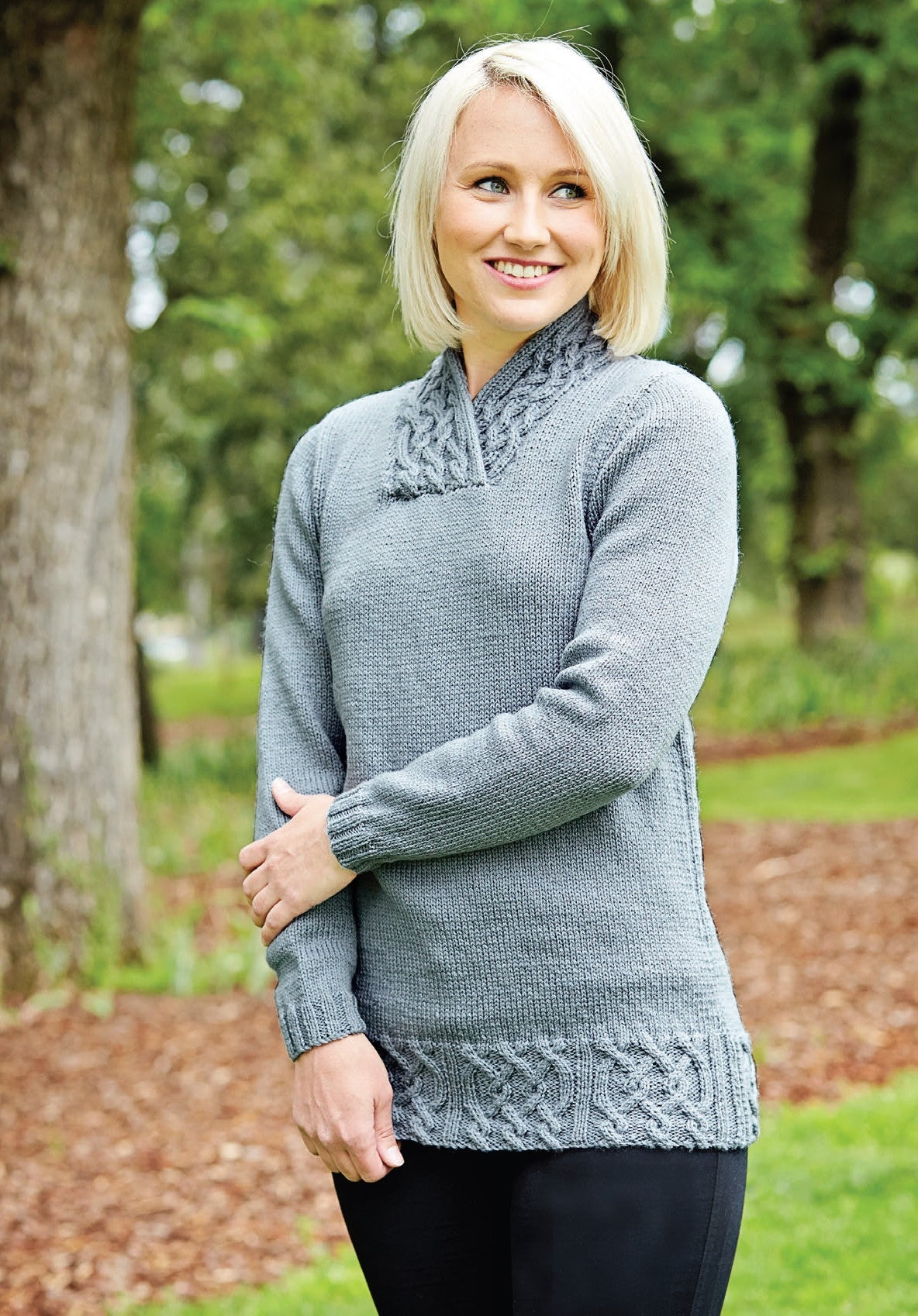 PT 8367 - Shawl Collar Cabled Jumper - Knitting Pattern