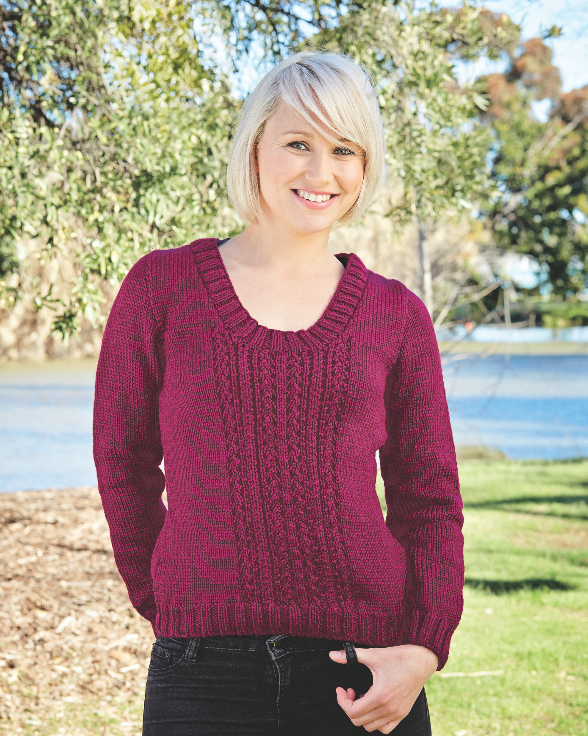PT 8369 - Lace Panel Jumper - Knitting Pattern