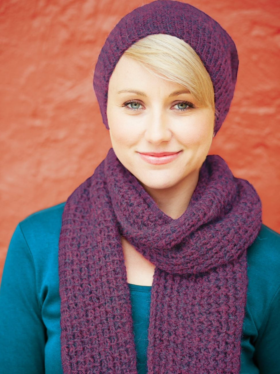 PT 8377 - Scarf and Slouchy Hat Set - Knitting Pattern