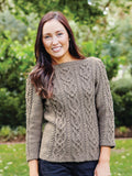 PT 8405 - Ladies Cable 3/4 Sleeve Jumper - Knitting Pattern