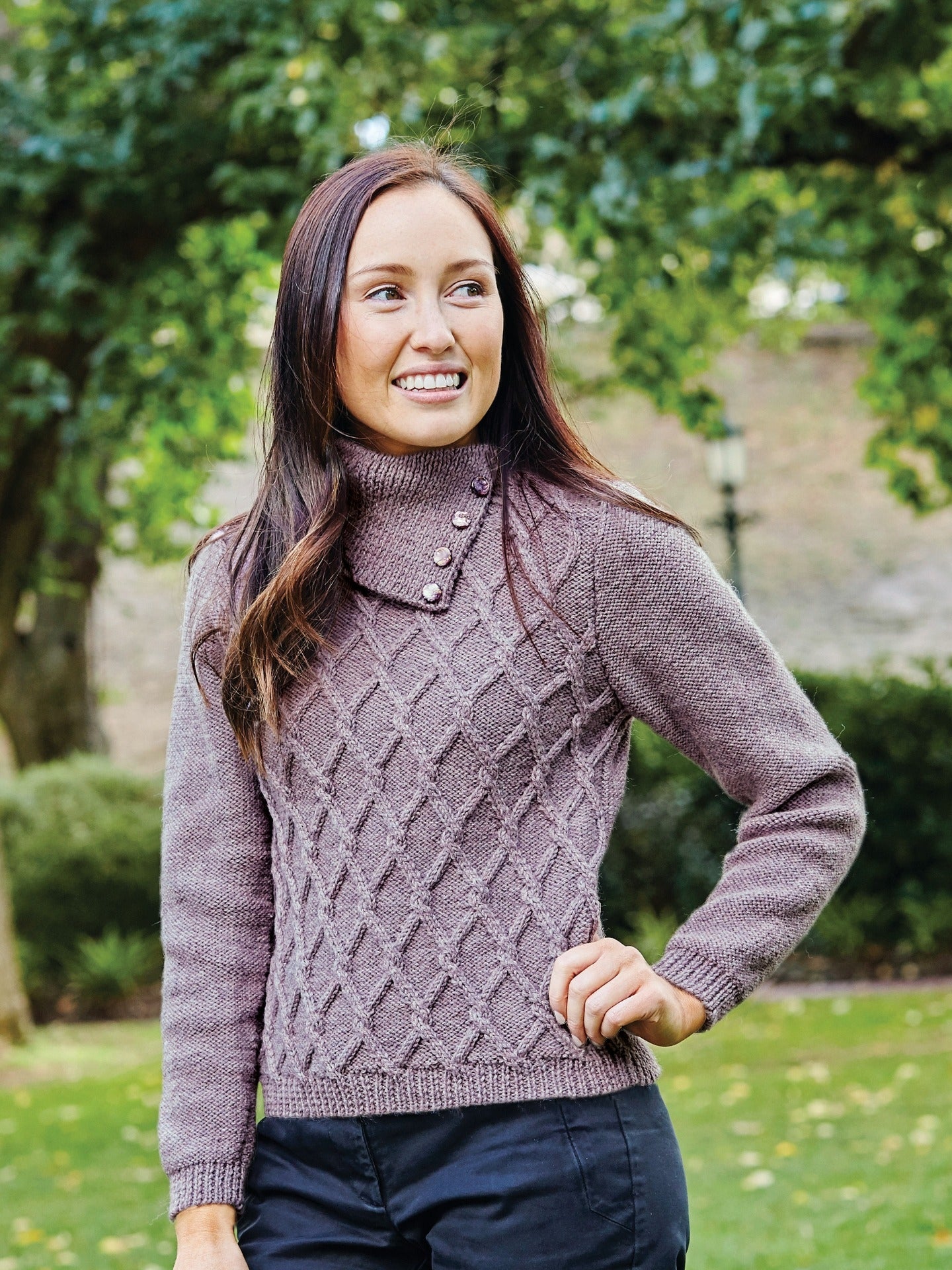PT 8407 - Ladies Lattice Cable Jumper - Knitting Pattern