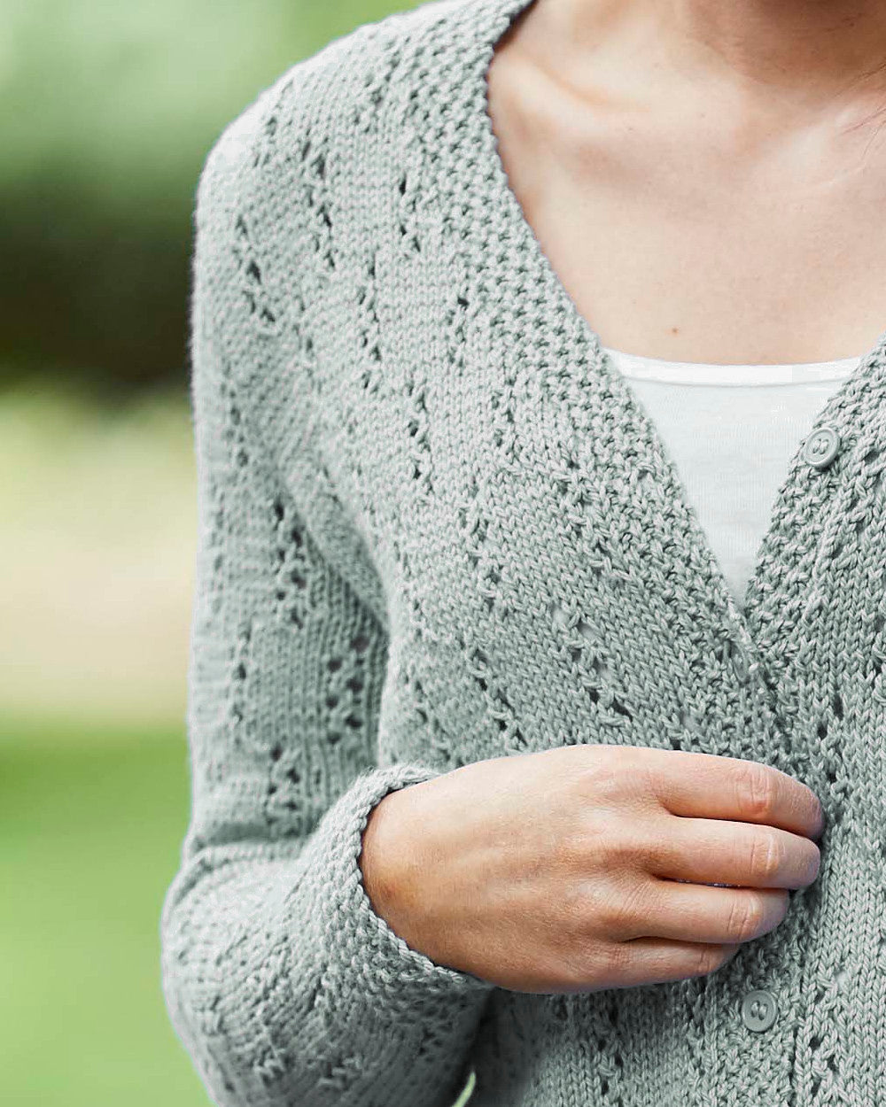 PT 8480 - Eyelet Cotton Cardigan - Knitting Pattern