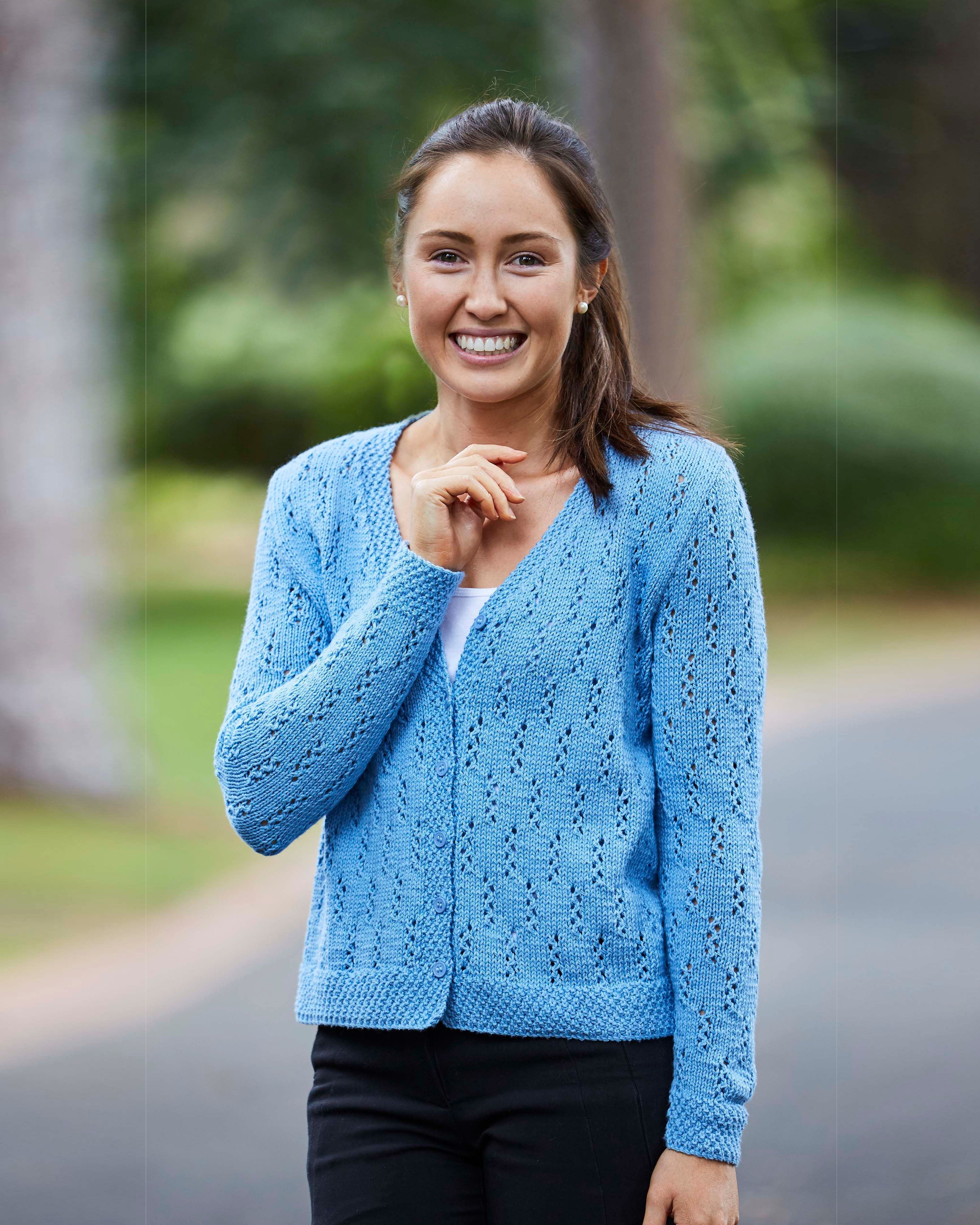 PT 8480 - Eyelet Cotton Cardigan - Knitting Pattern