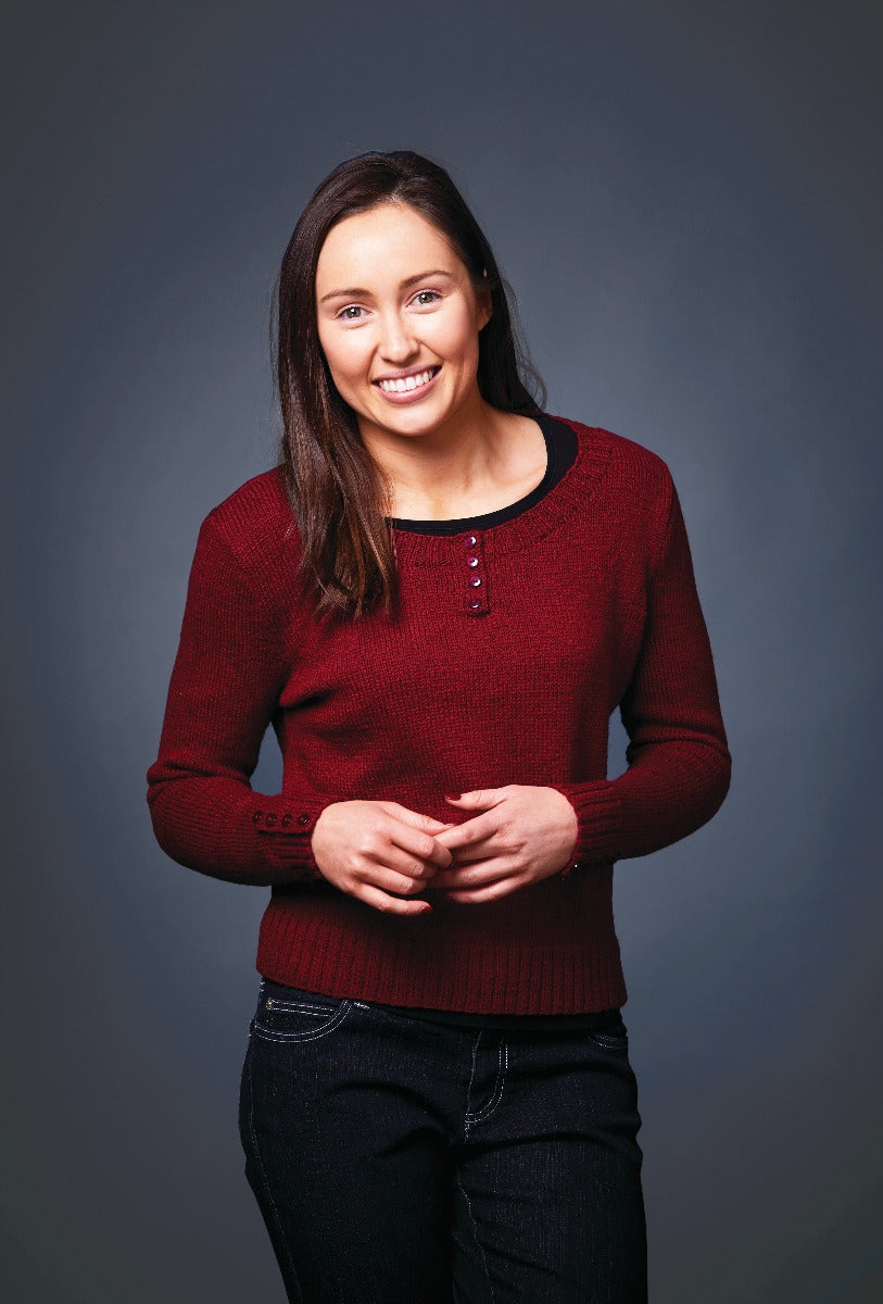 PT 8489 - Buttoned Cuff Pullover - Knitting Pattern