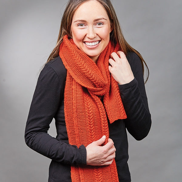 PT 8545 - Garter & Cable Scarf - Knitting Pattern