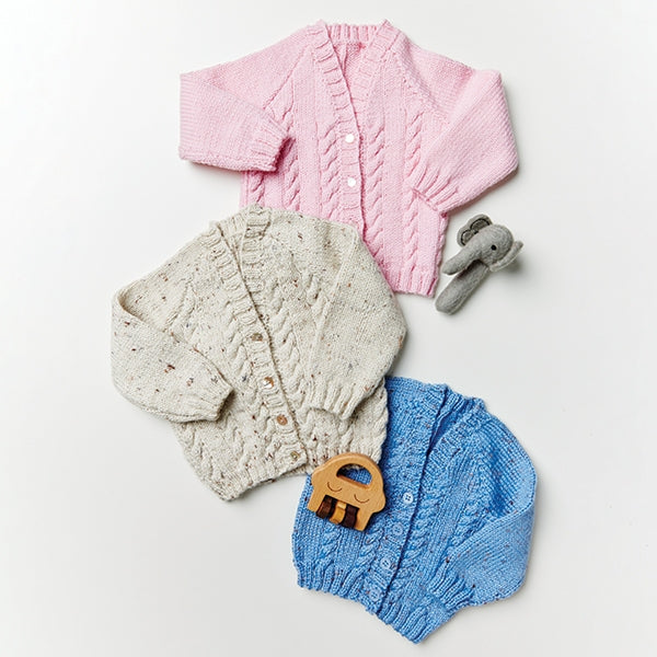 PT 8584 - Babies Cabled V-Neck Cardigan - Knitting Pattern