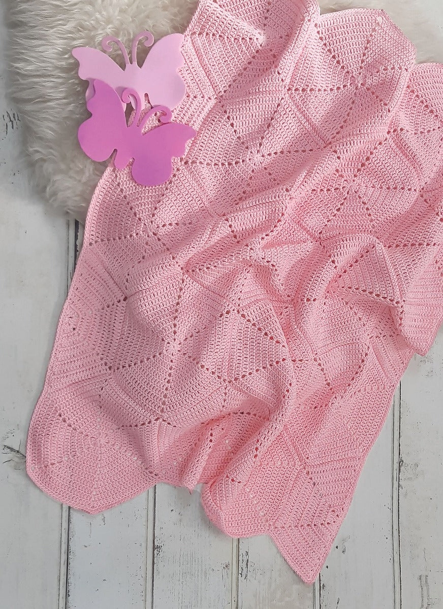 PT 8596 - Hexagon Motif Blanket in 3 plys and 3 sizes - Crochet Pattern