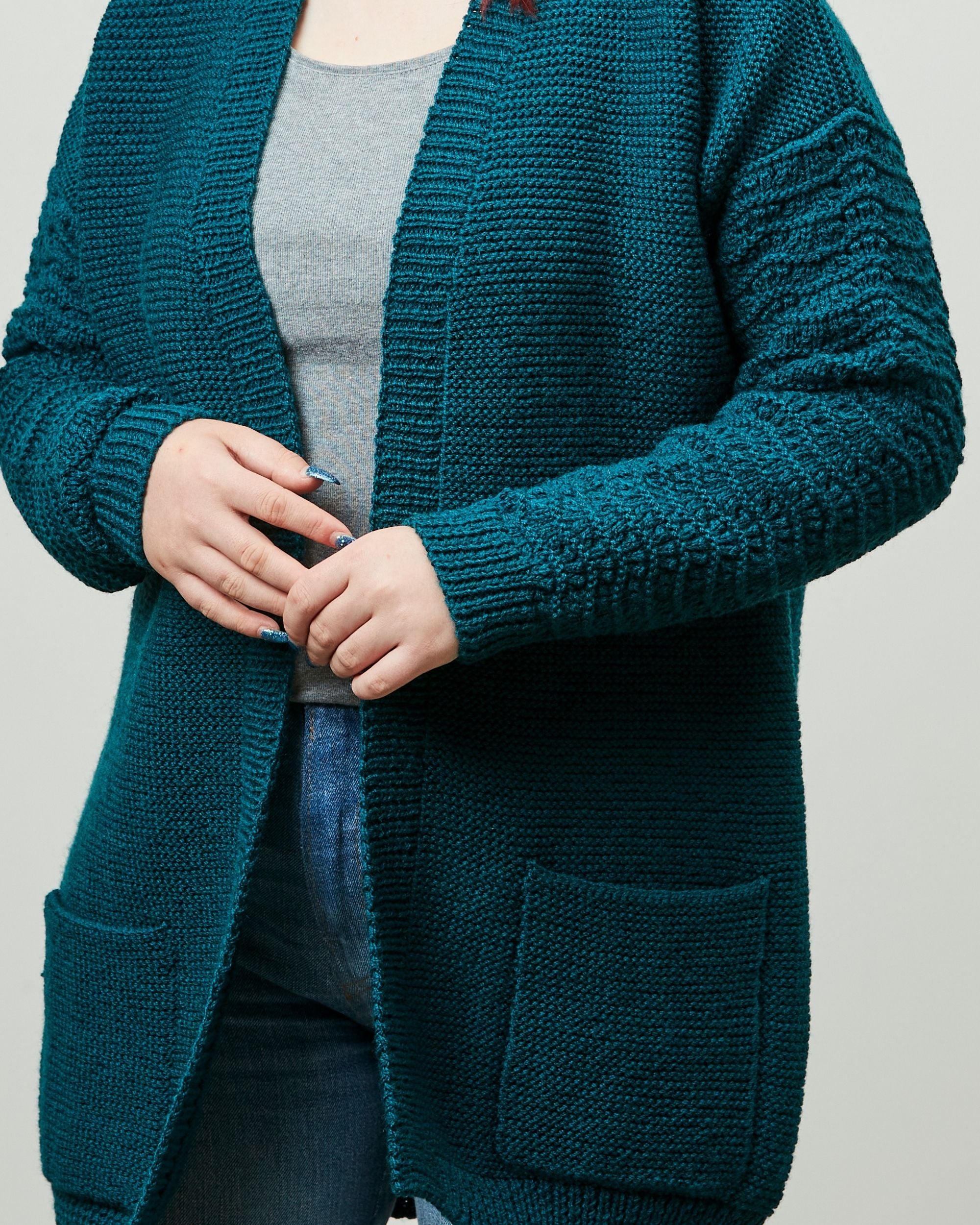 PT 8608 Garter Stitch Coat with Feather and Fan Sleeves - Knitting Pattern