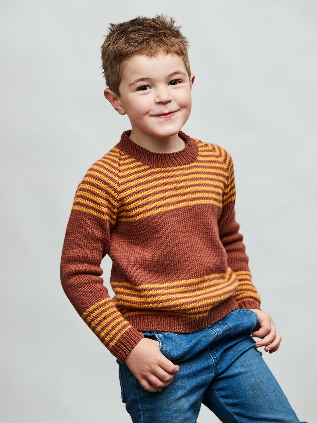 PT 8612 Kids' Striped Raglan Jumper & Beanie - Knitting Pattern