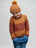 PT 8612 Kids' Striped Raglan Jumper & Beanie - Knitting Pattern