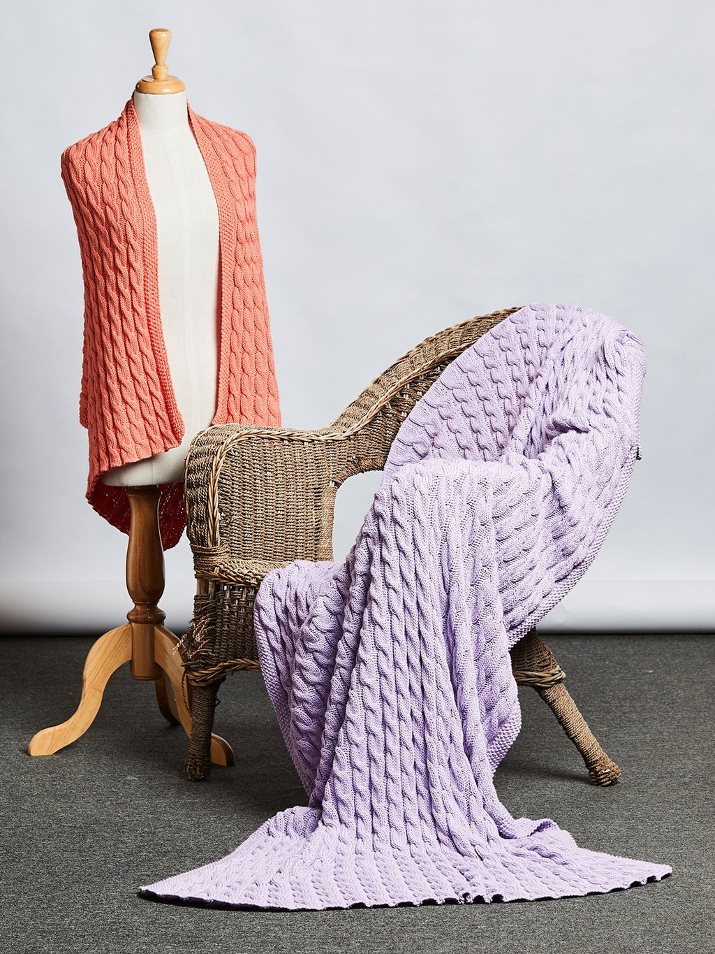 PT 8614 4 ply Scarf, 8 ply Wrap or 10 ply Throw in Cotton - Knitting Pattern