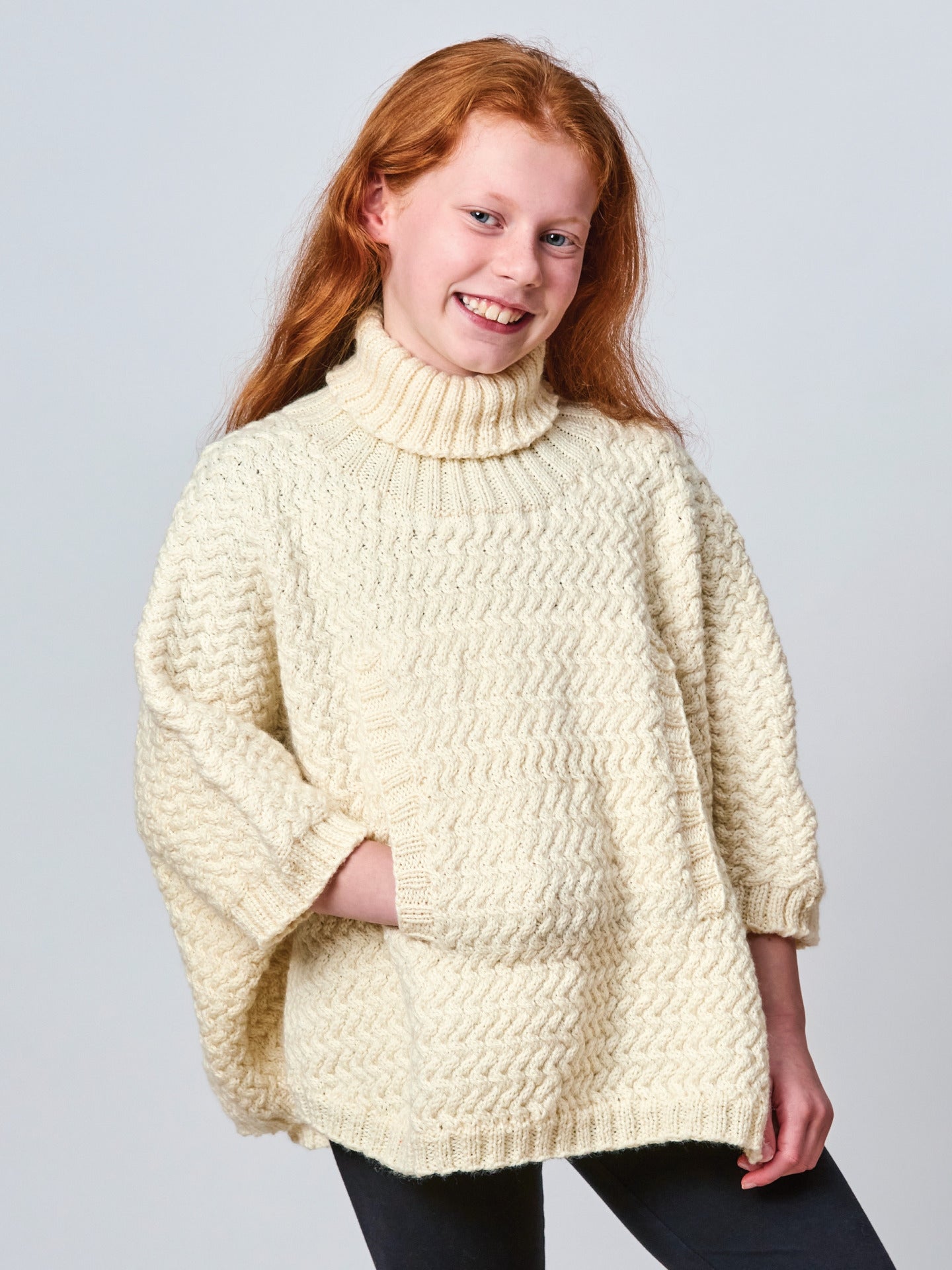 PT 8629 Kids Poncho with Cables - Knitting Pattern