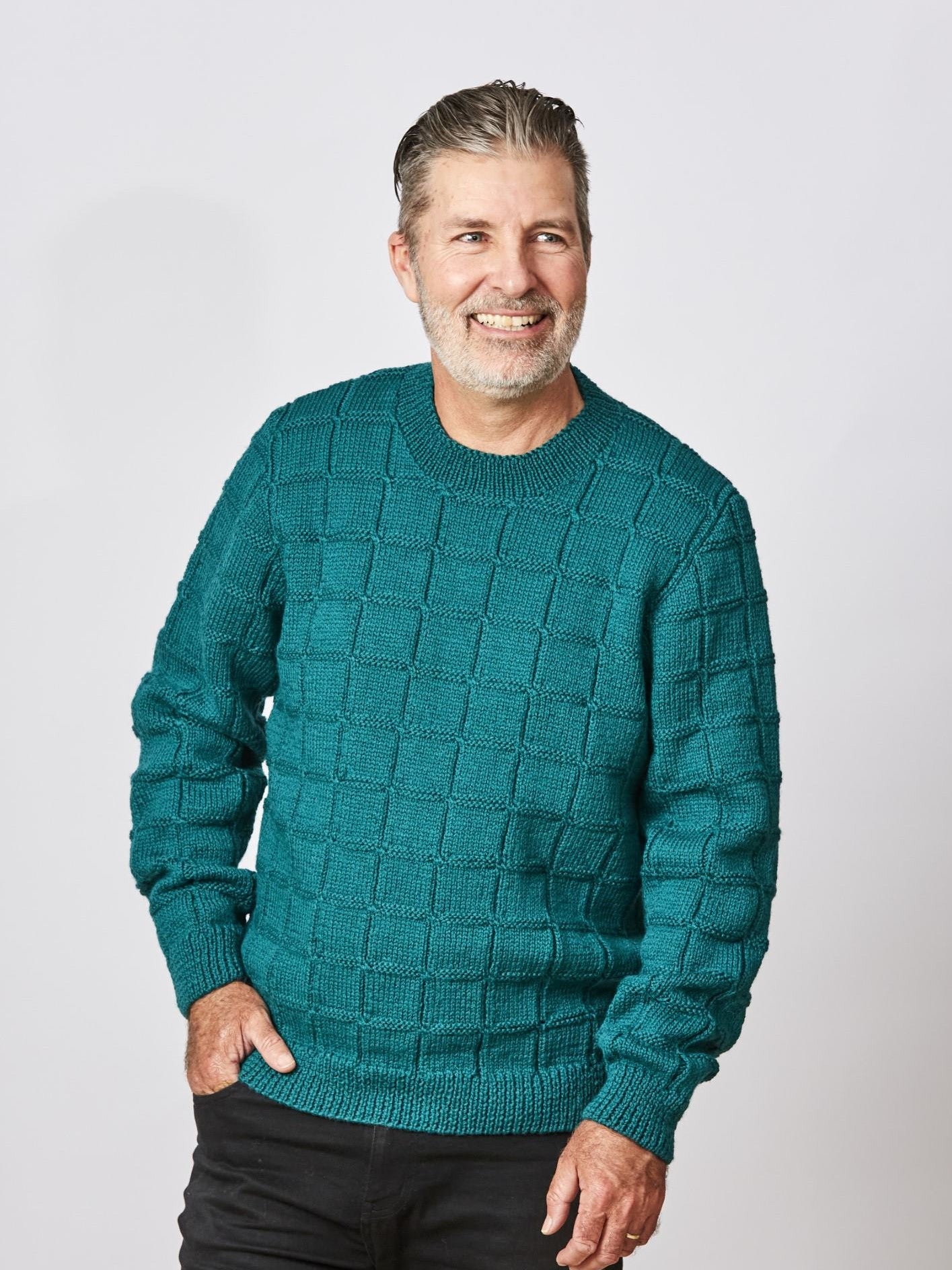 PT 8631 Men's Square Pattern Jumper - Knitting Pattern