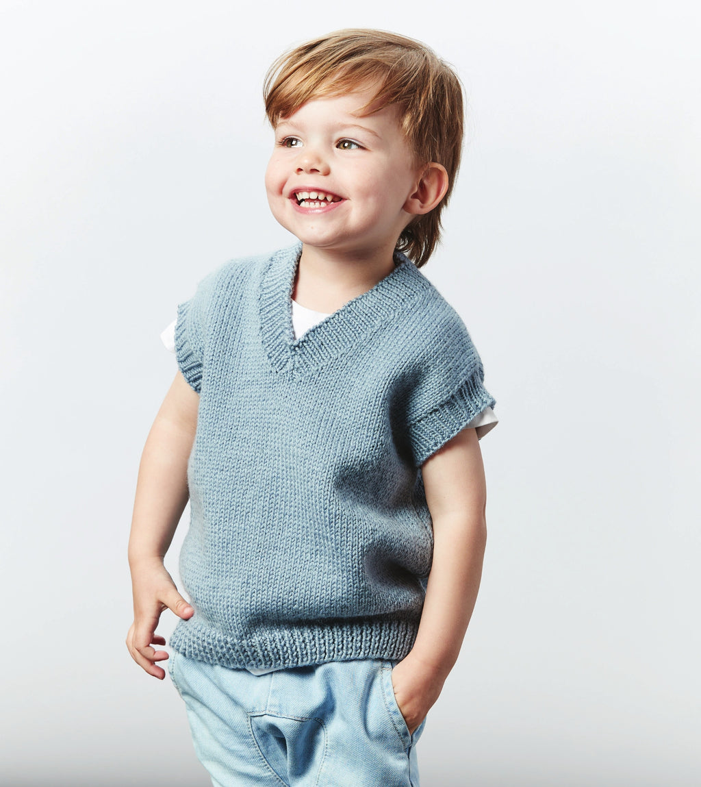 PT 8640 Kids V-Neck Vest - Knitting Pattern