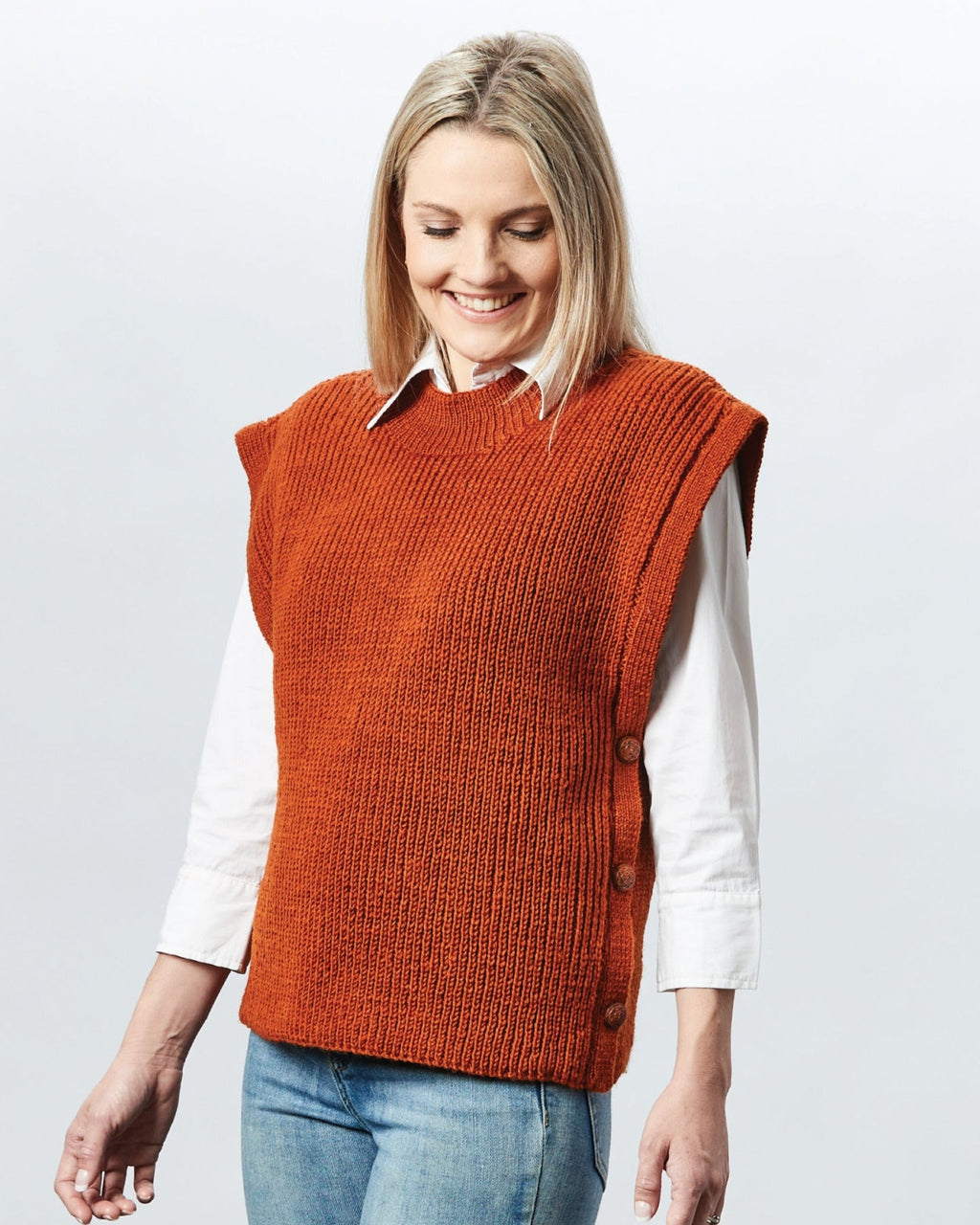Shaker Rib PT 8647 Shaker Rib Buttoned Vest - Knitting Pattern – Bendigo Woollen Mills