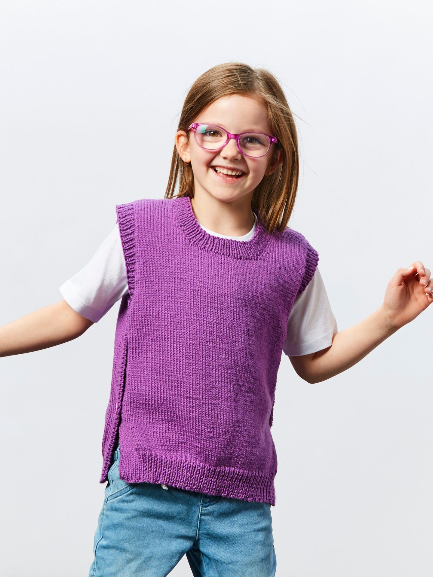 PT 8654 Kids' Side Button Vest - Knitting Pattern