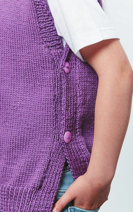 PT 8654 Kids' Side Button Vest - Knitting Pattern