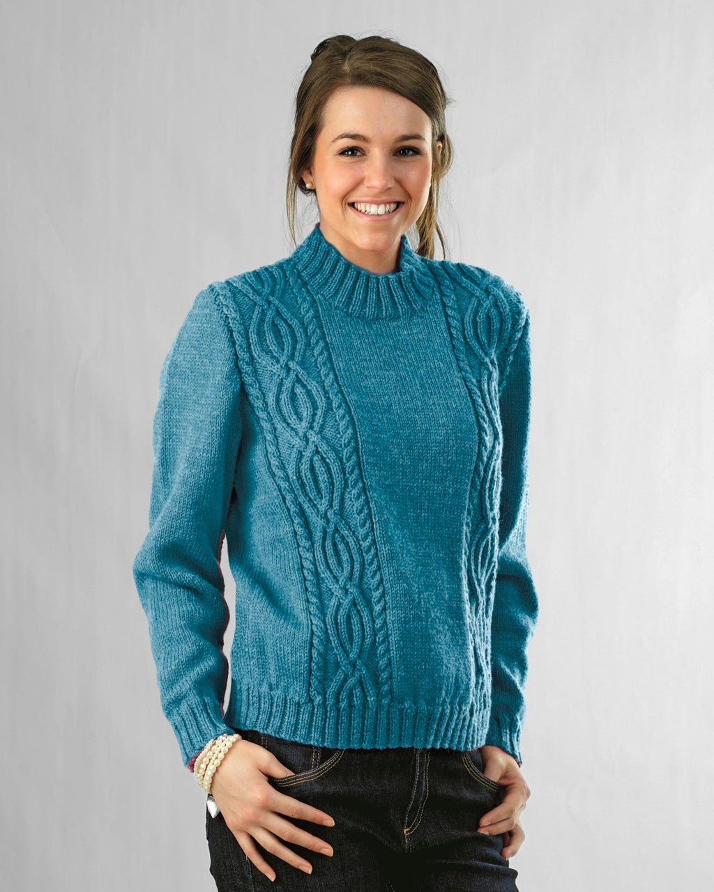 PT 8293 - Ladies Cabled Jumper - Knitting Pattern