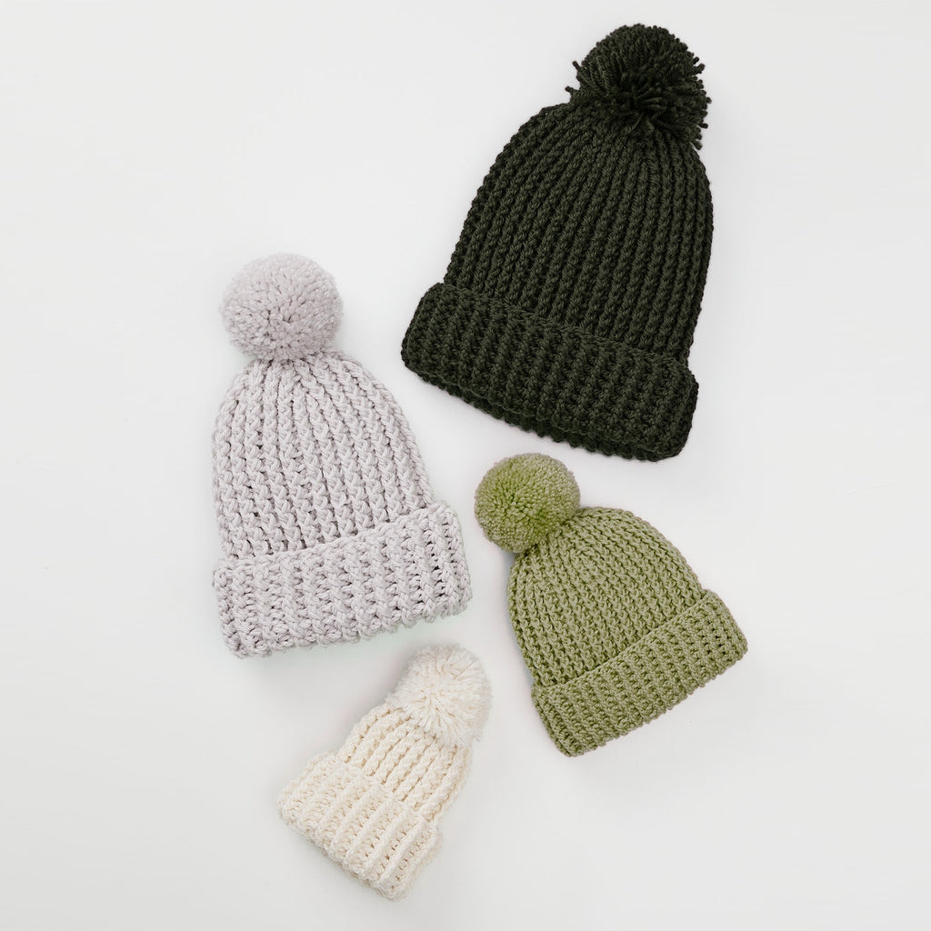 PT 8600 - Family Beanies in 4, 8 and 10 Ply - Crochet Pattern