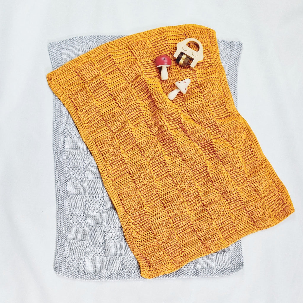 PT 8666 Checkerboard Baby Blanket - Knitting or Crochet Pattern