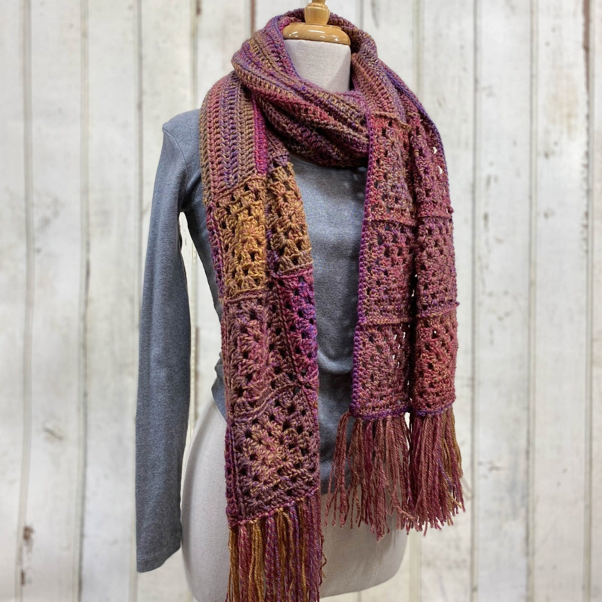 PT 8558 Granny Square Scarf - Free Crochet Pattern