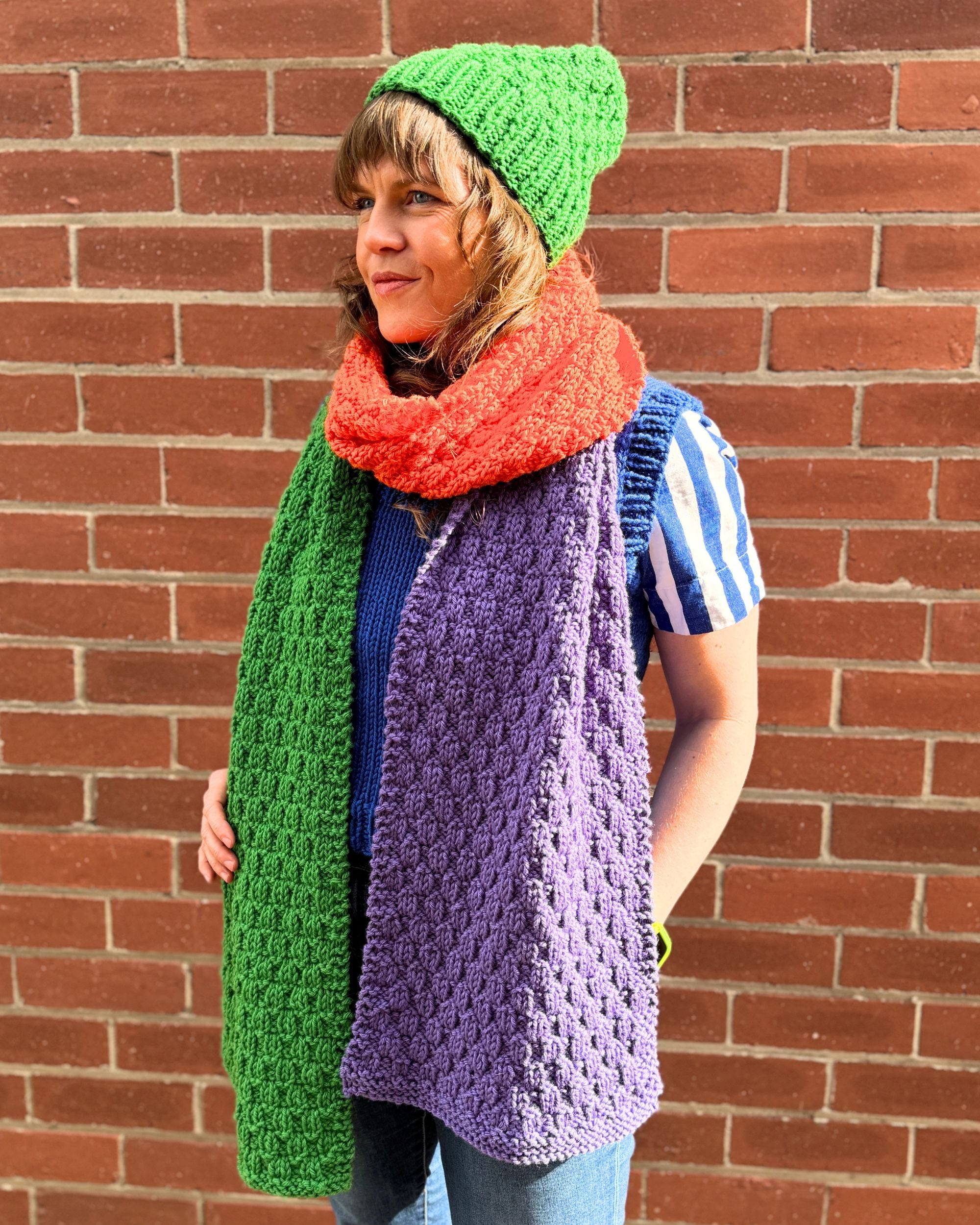 The Charlie Check Stitch Scarf & Beanie | PT 8742
