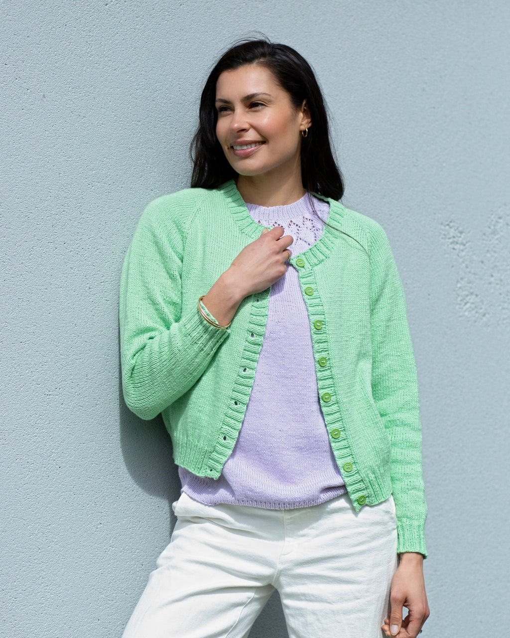The Charlotte Top-Down Raglan Cardigan - Women's Knitting Pattern | PT 8722