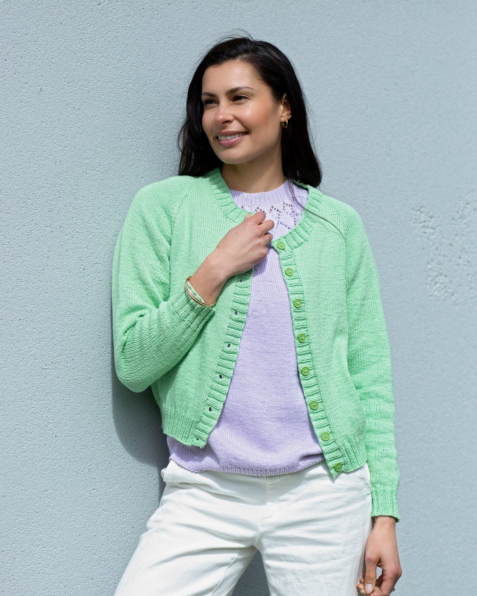 The Charlotte Top-Down Raglan Cardigan - Women's Knitting Pattern | PT 8722