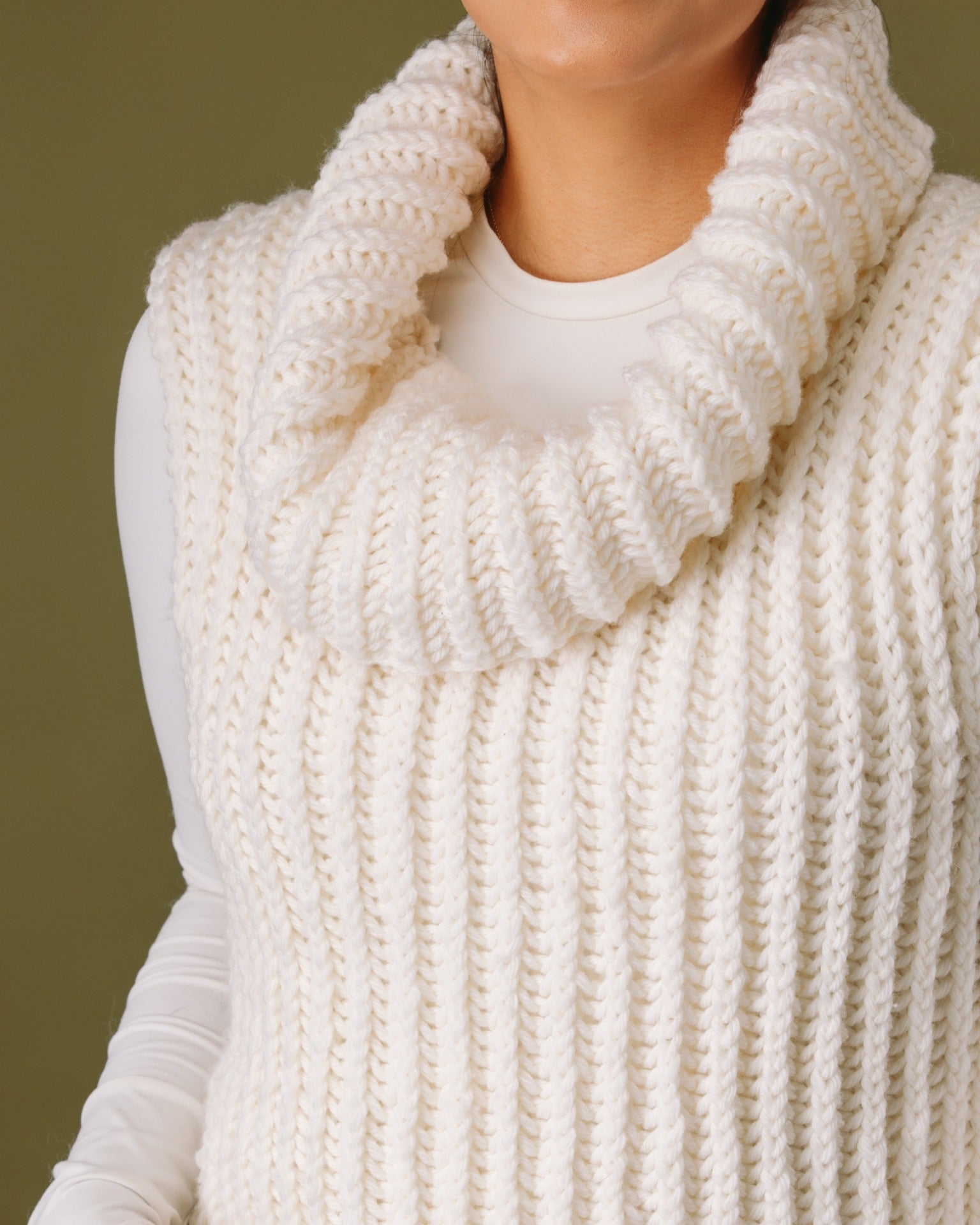 The Eloise Brioche Roll Neck Vest - Chunky Yarn - Adult Knitting Pattern | PT 8698