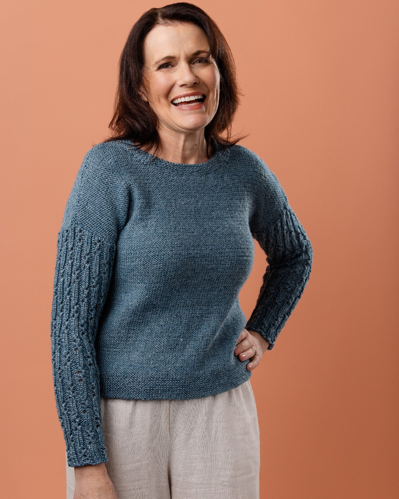 The Lucia Lace Sleeve Jumper - Adults Knitting Pattern | PT 8719