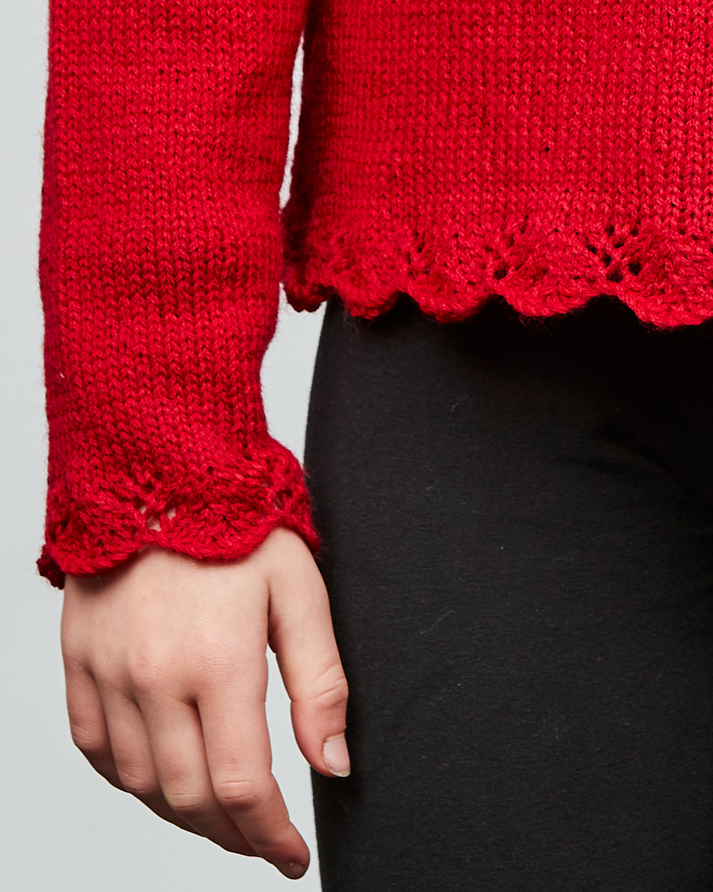 PT 8605 Kids' Jumper with Lace Cuffs and Picot Neck - Knitting Pattern