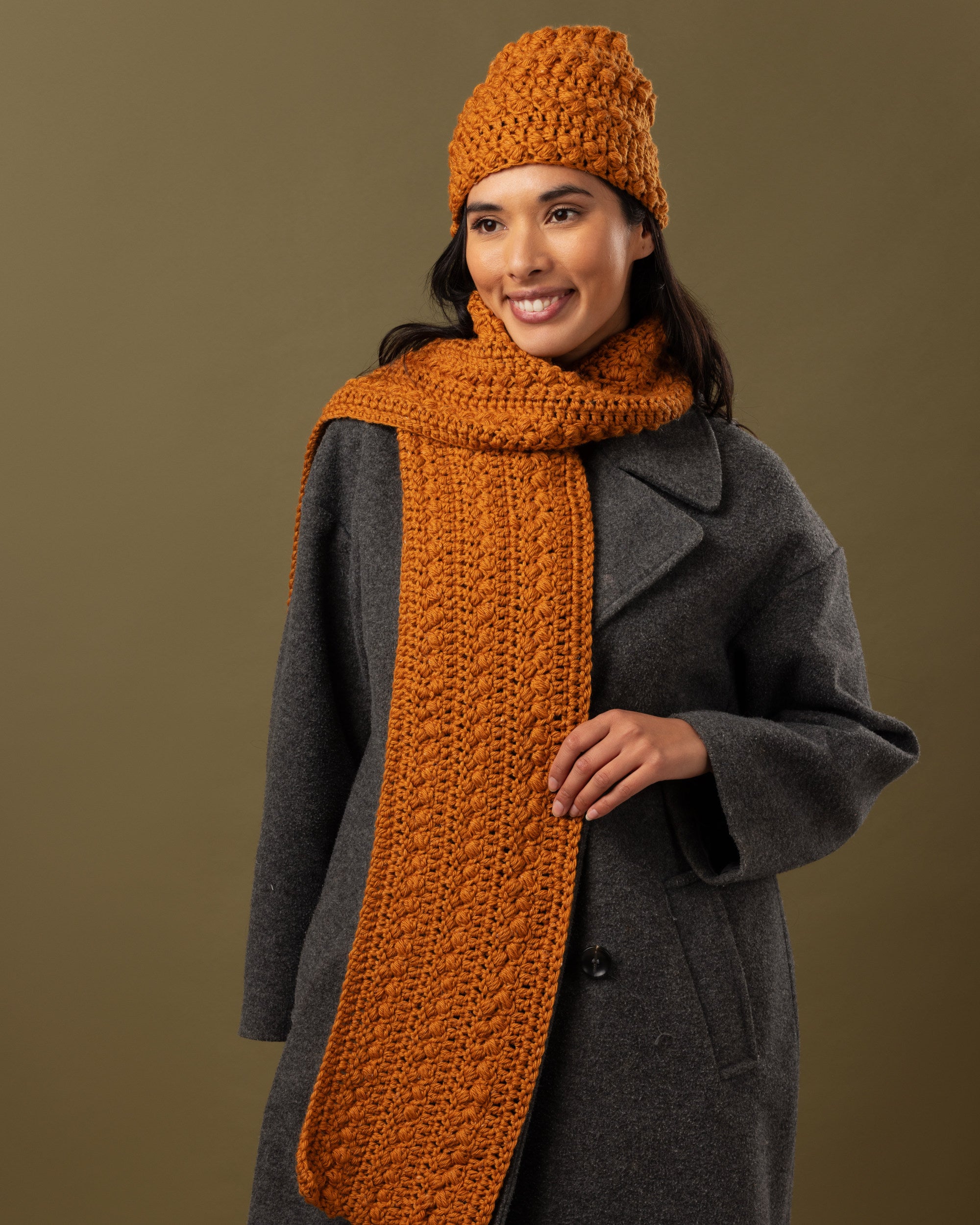 Pretty Puff Crochet Scarf and Beanie - Crochet Pattern | PT 8717