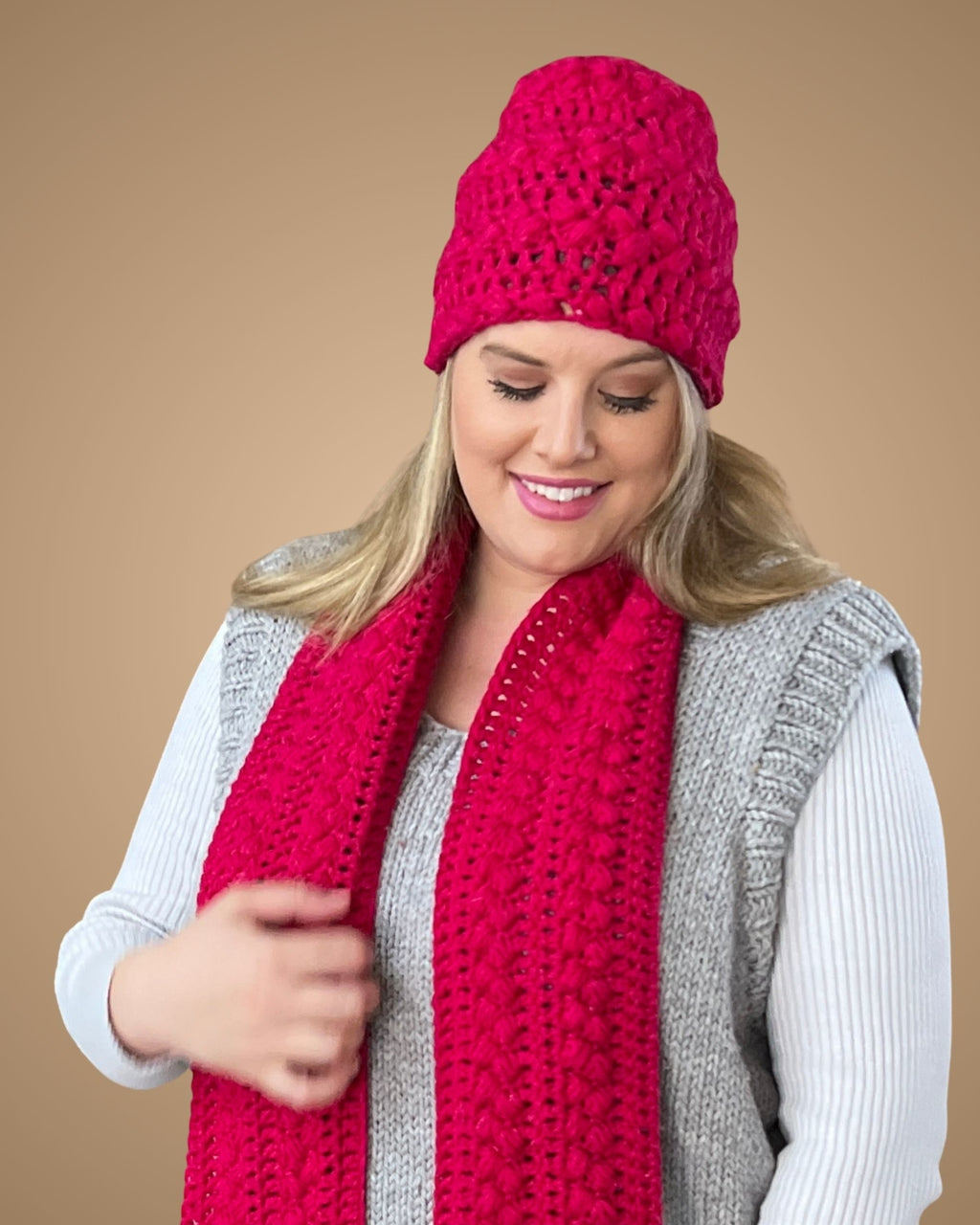 Pretty Puff Crochet Scarf and Beanie - Crochet Pattern | PT 8717