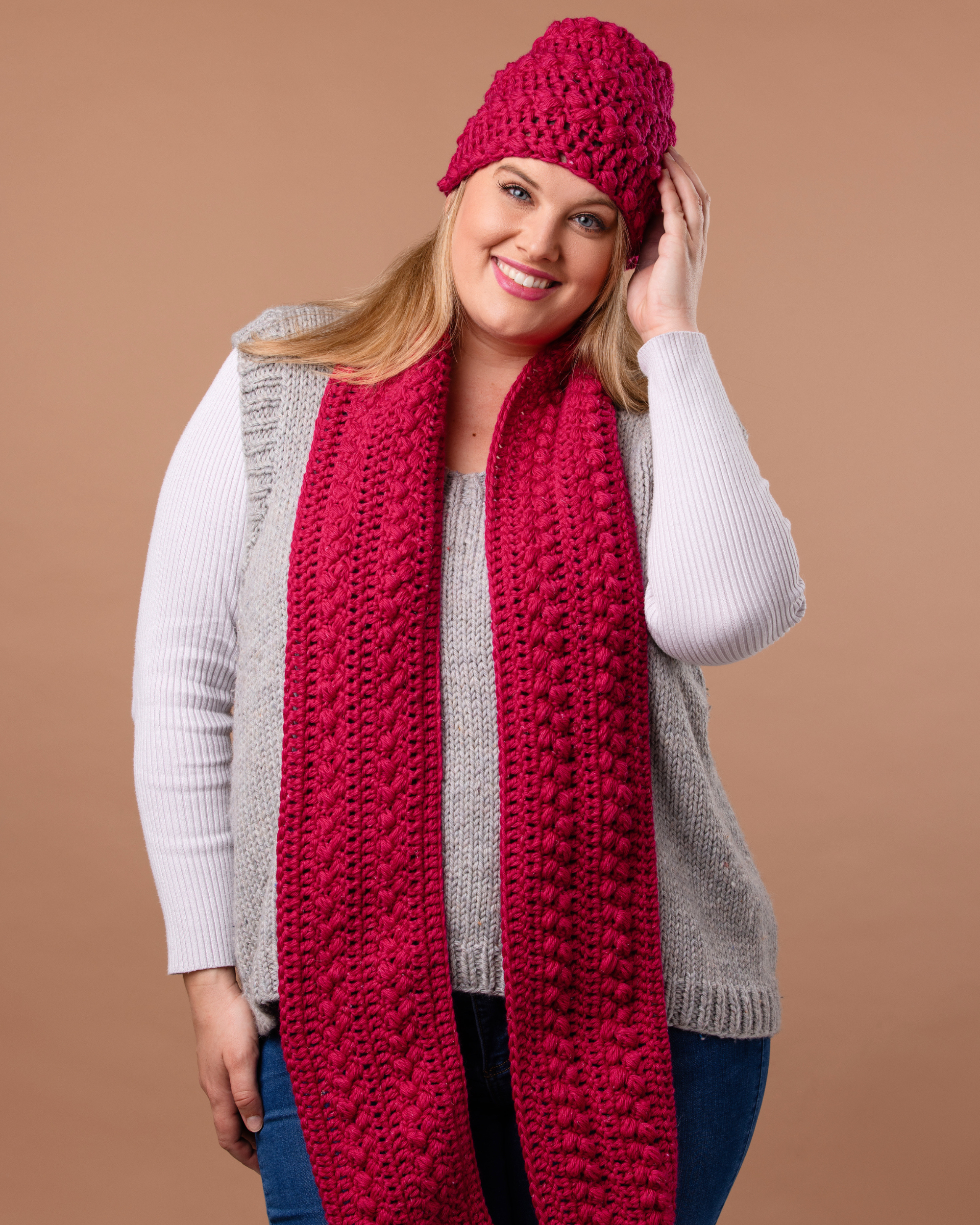 Pretty Puff Crochet Scarf and Beanie - Crochet Pattern | PT 8717