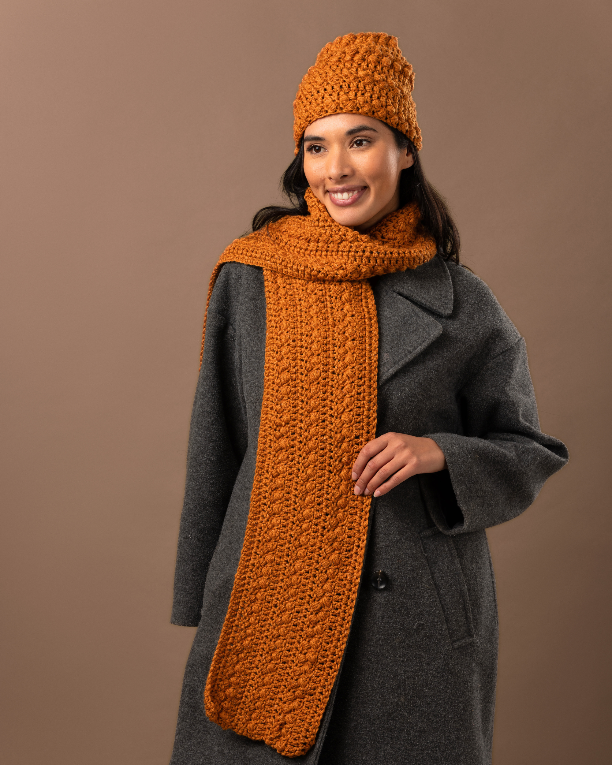 Pretty Puff Crochet Scarf and Beanie - Crochet Pattern | PT 8717