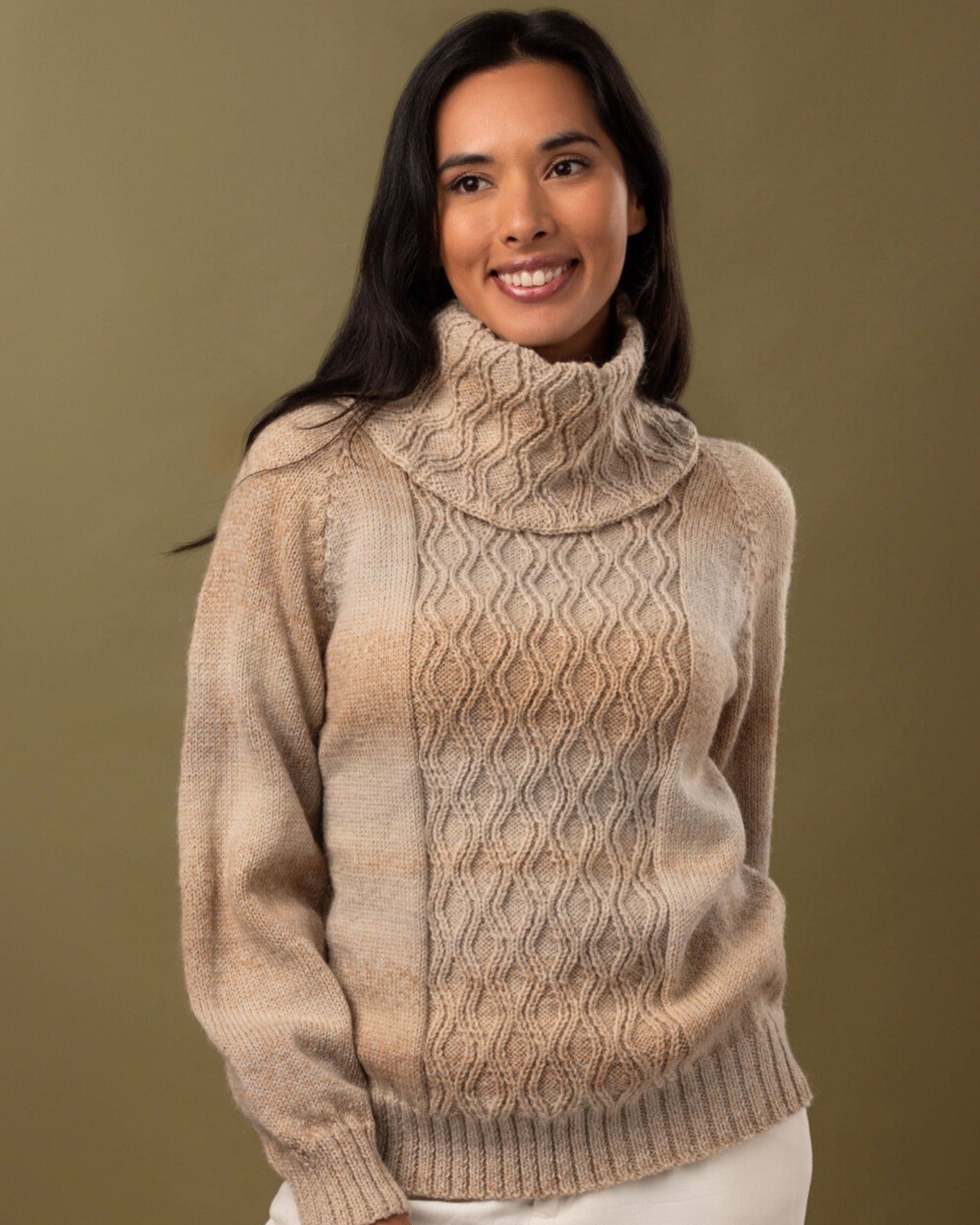 PT 8339 - Cabled Jumper with Optional Cowl - Knitting Pattern