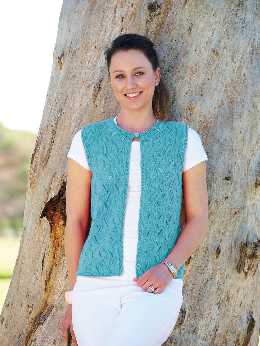 PT 8308 - Open Lace Cotton Vest - Knitting Pattern