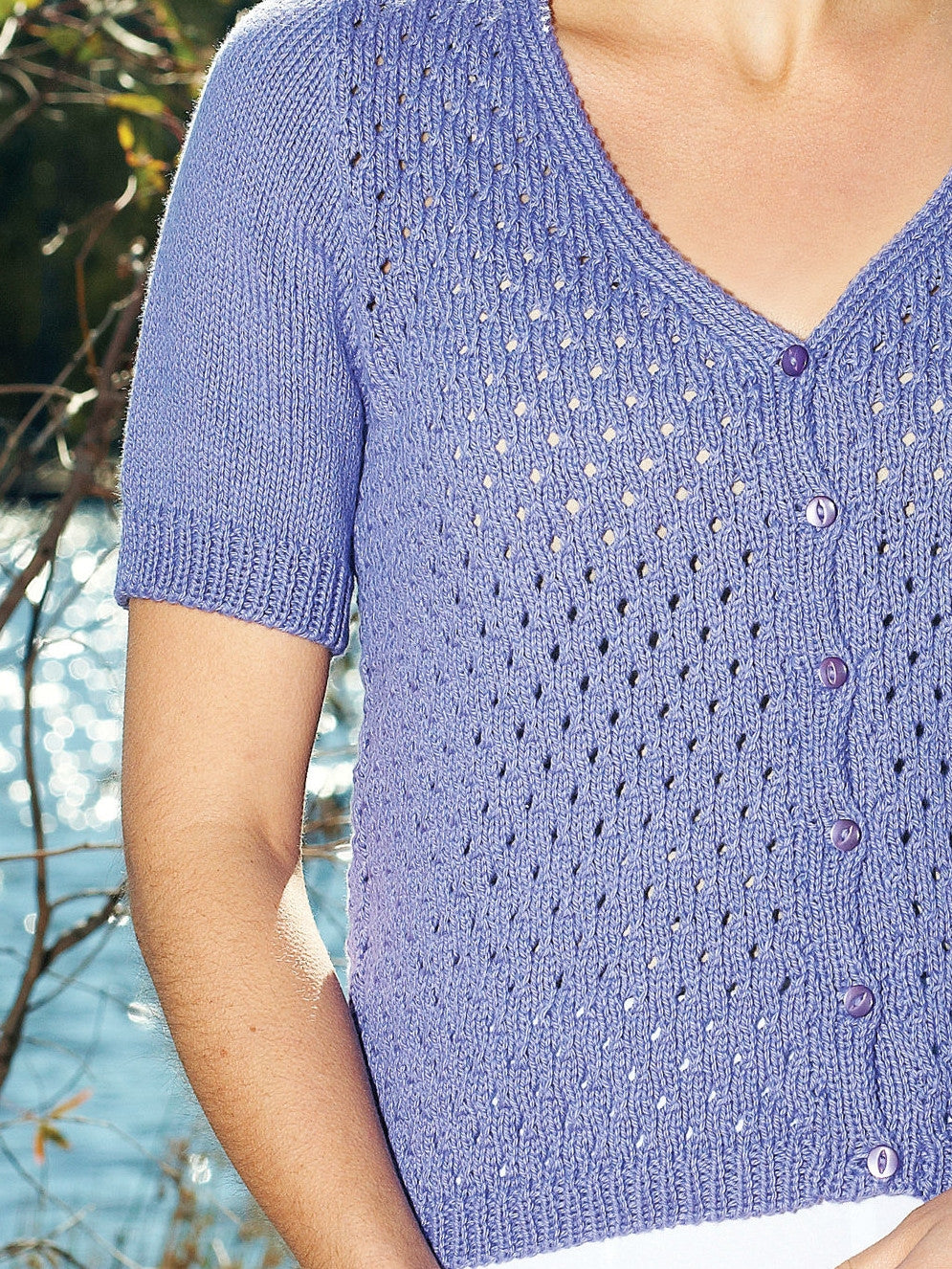 Short Sleeved Cotton Lace Cardigan - Ladies Knitting Pattern | PT