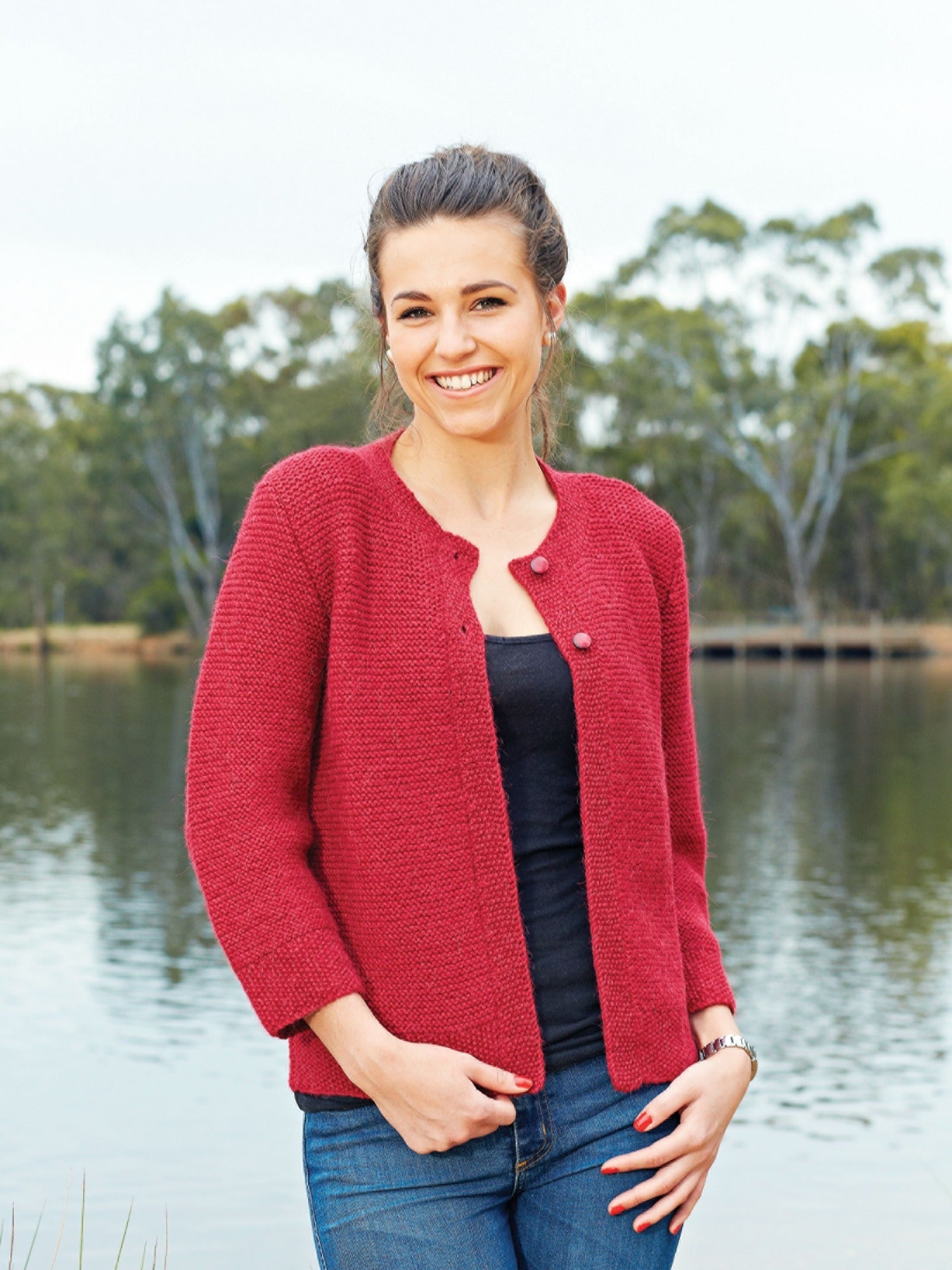 PT 8331 - Garter Cardigan with Moss Bands - Knitting Pattern